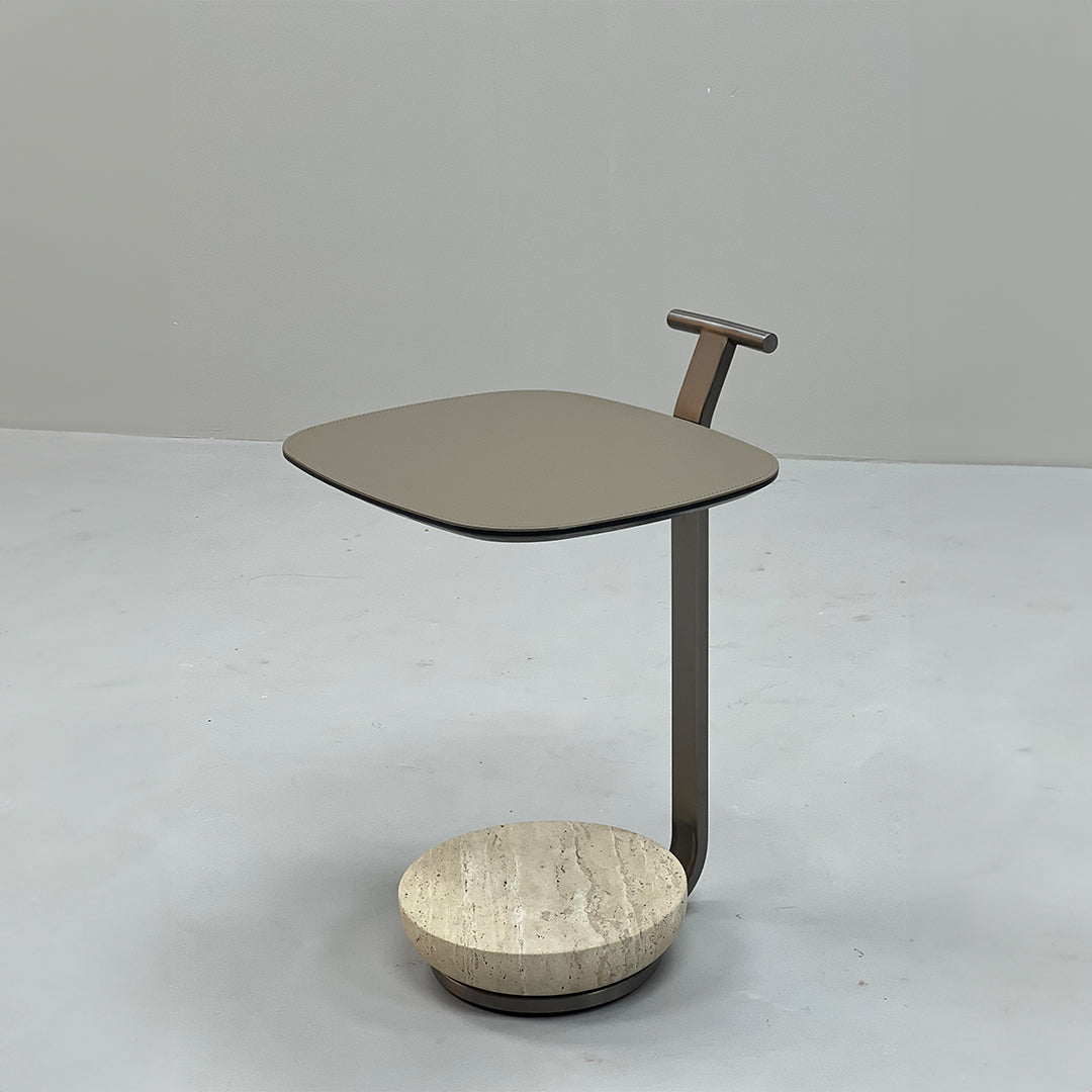 Saddle Leather Side Table JK-D148 -  Side Tables - ebarza Furniture UAE | Shop Modern Furniture in Abu Dhabi & Dubai - مفروشات ايبازرا في الامارات | تسوق اثاث عصري وديكورات مميزة في دبي وابوظبي