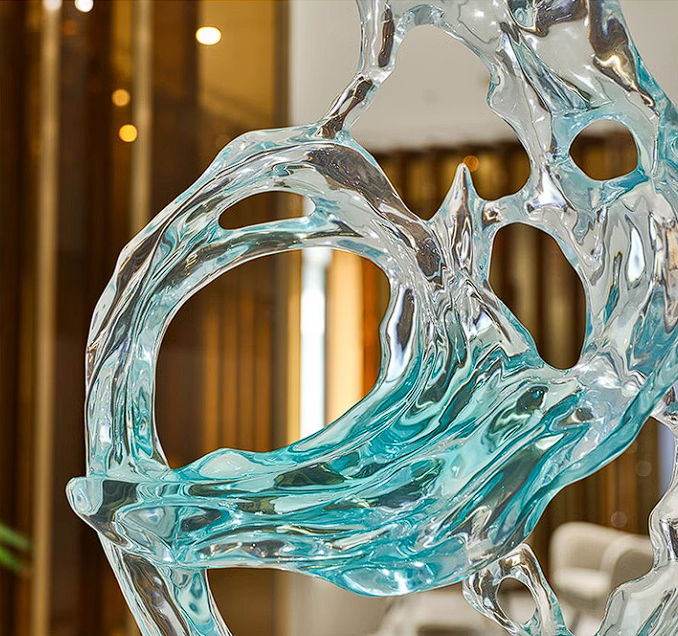 LIGHT BLUE  & CLEAR ABSTRACT SCULPTURE SH-S017 -  Home Decor Figurines - ebarza Furniture UAE | Shop Modern Furniture in Abu Dhabi & Dubai - مفروشات ايبازرا في الامارات | تسوق اثاث عصري وديكورات مميزة في دبي وابوظبي