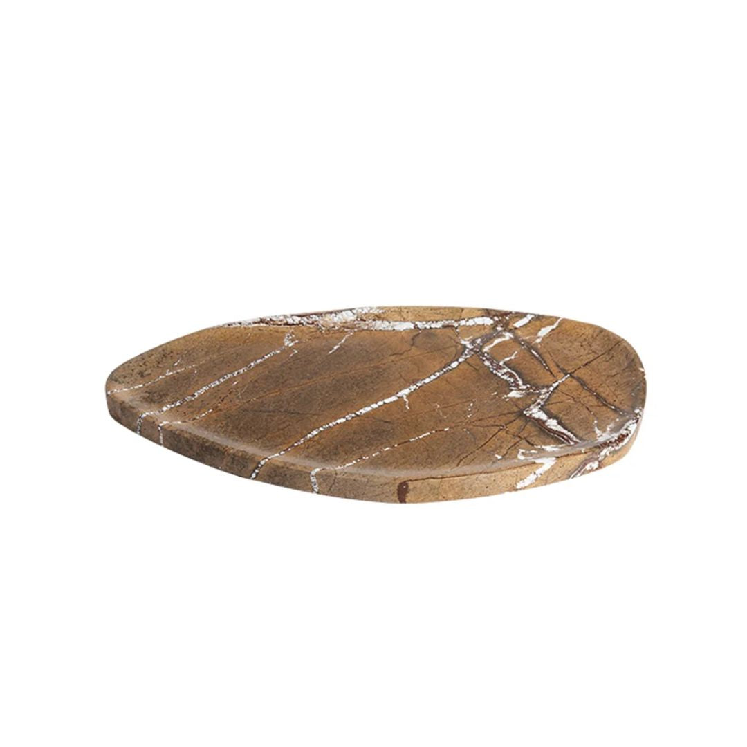 Shaped Stone Plate-Coffee Color FB-T23003 -  Plates - ebarza Furniture UAE | Shop Modern Furniture in Abu Dhabi & Dubai - مفروشات ايبازرا في الامارات | تسوق اثاث عصري وديكورات مميزة في دبي وابوظبي