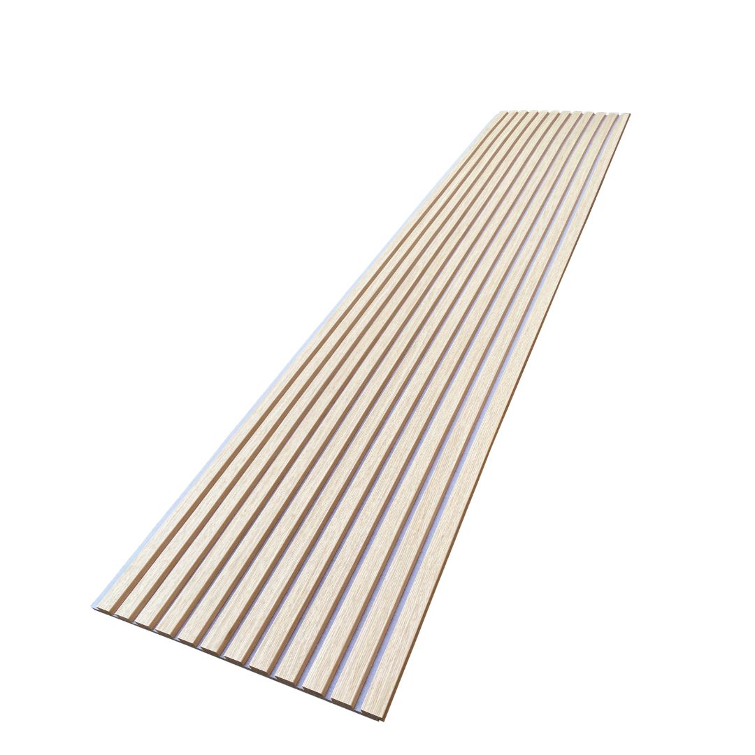 300x60x2.1cm Slat Acoustic Panel 35-15mm Fire Retardant Decoration Panel White Oak 001 (Light Grey TG018)