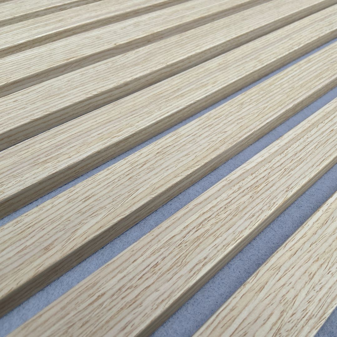 300x60x2.1cm Slat Acoustic Panel 35-15mm Fire Retardant Decoration Panel White Oak 001 (Light Grey TG018)