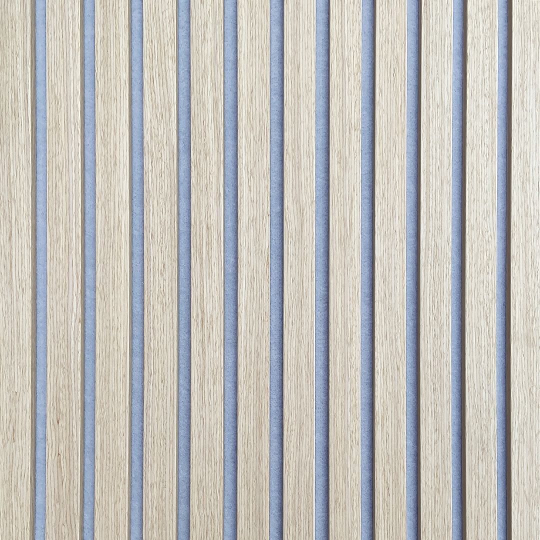 300x60x2.1cm Slat Acoustic Panel 35-15mm Fire Retardant Decoration Panel White Oak 001 (Light Grey TG018)