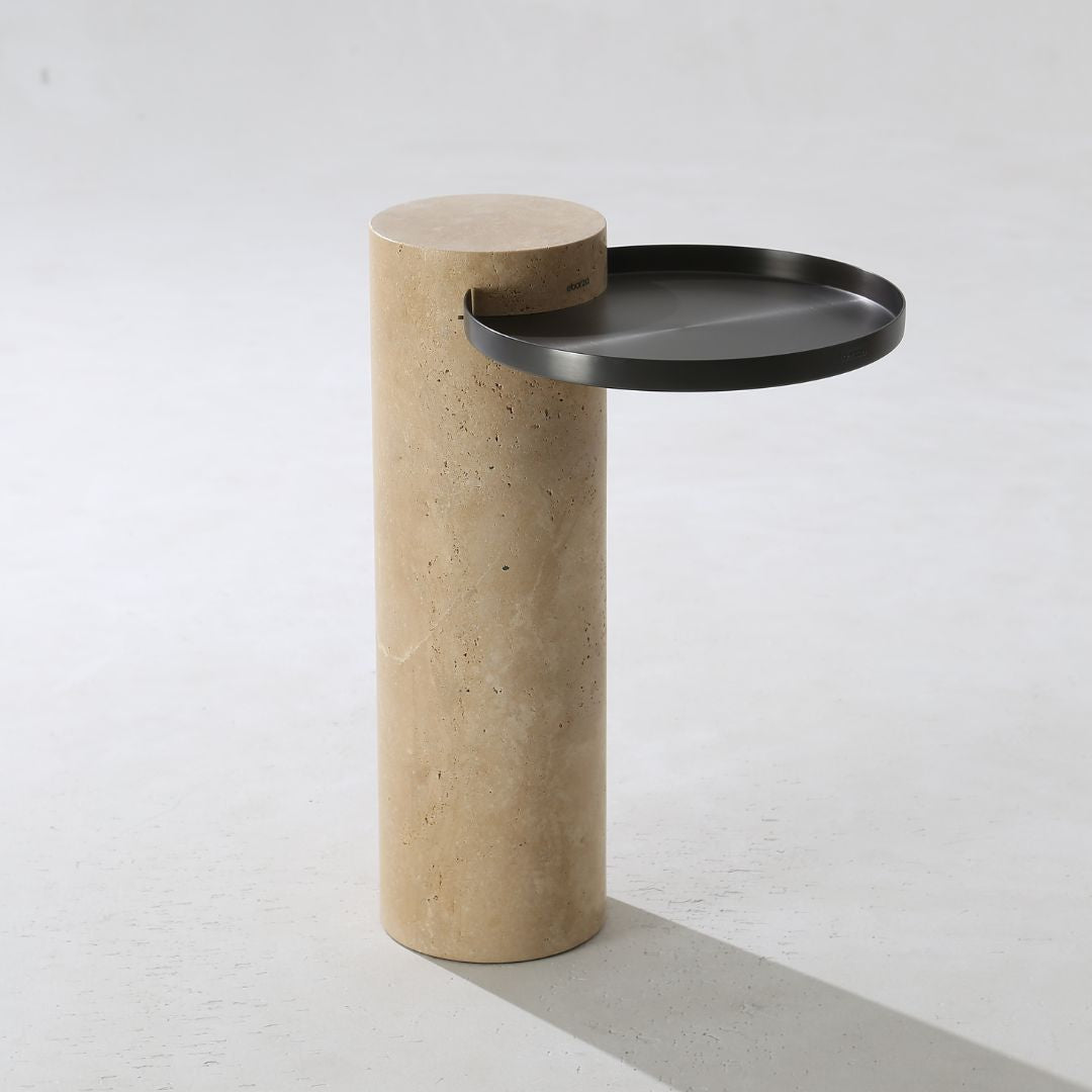 Solid Travatine Side Table ST8699-32-NEW -  Side Tables - ebarza Furniture UAE | Shop Modern Furniture in Abu Dhabi & Dubai - مفروشات ايبازرا في الامارات | تسوق اثاث عصري وديكورات مميزة في دبي وابوظبي