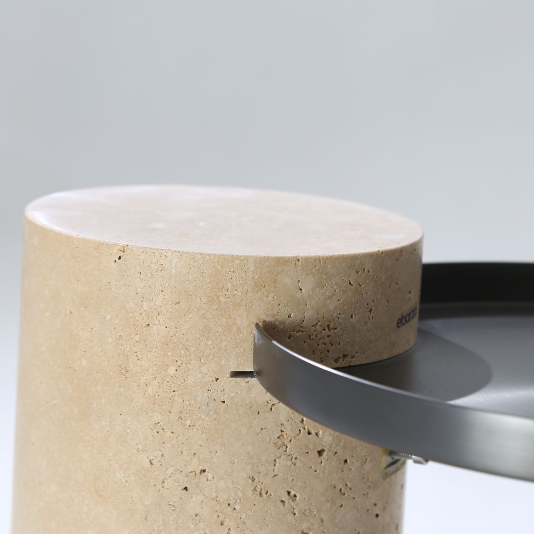 Solid Travatine Side Table ST8699-32-NEW -  Side Tables - ebarza Furniture UAE | Shop Modern Furniture in Abu Dhabi & Dubai - مفروشات ايبازرا في الامارات | تسوق اثاث عصري وديكورات مميزة في دبي وابوظبي