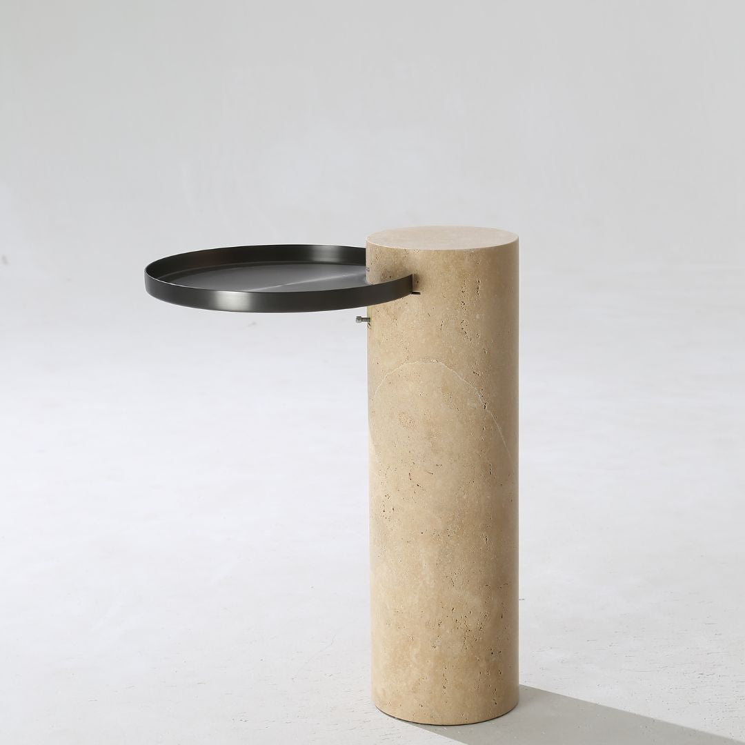 Solid Travatine Side Table ST8699-32-NEW -  Side Tables - ebarza Furniture UAE | Shop Modern Furniture in Abu Dhabi & Dubai - مفروشات ايبازرا في الامارات | تسوق اثاث عصري وديكورات مميزة في دبي وابوظبي