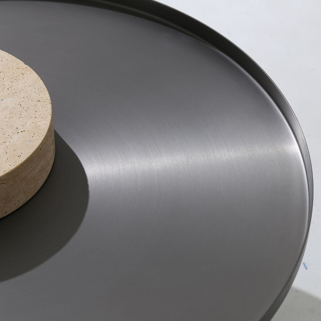 Solid Travatine Side Table  ST8699-70-NEW -  Side Tables - ebarza Furniture UAE | Shop Modern Furniture in Abu Dhabi & Dubai - مفروشات ايبازرا في الامارات | تسوق اثاث عصري وديكورات مميزة في دبي وابوظبي