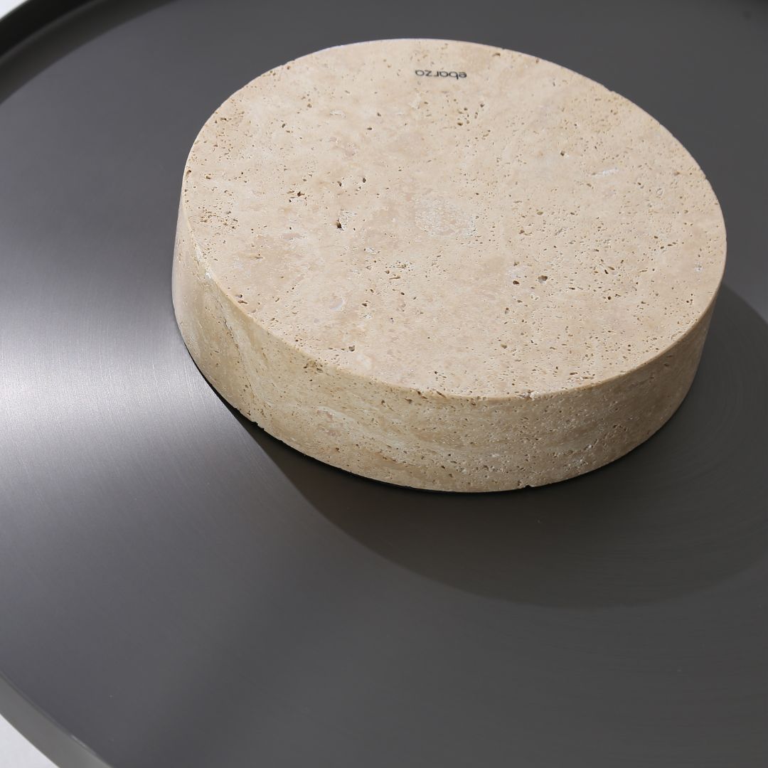 Solid Travatine Side Table  ST8699-70-NEW -  Side Tables - ebarza Furniture UAE | Shop Modern Furniture in Abu Dhabi & Dubai - مفروشات ايبازرا في الامارات | تسوق اثاث عصري وديكورات مميزة في دبي وابوظبي