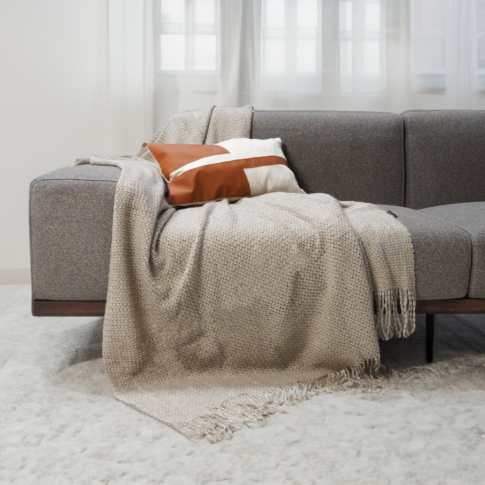 Handmade Wheat Ear Throw Blanket DT2309 -  Blankets | بطانية رمي بلون القمح مصنوعة يدويًا - ebarza Furniture UAE | Shop Modern Furniture in Abu Dhabi & Dubai - مفروشات ايبازرا في الامارات | تسوق اثاث عصري وديكورات مميزة في دبي وابوظبي