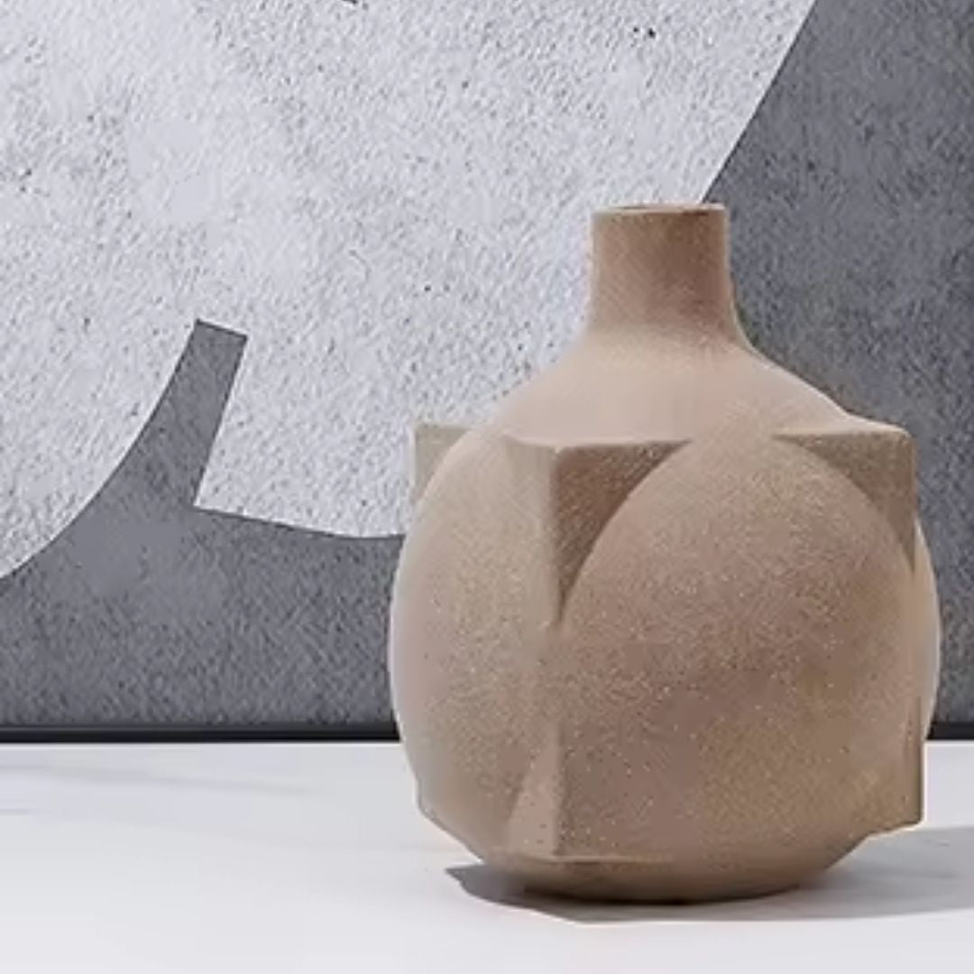 Square Ball Vase Brown FD-D23025B -  Vases - ebarza Furniture UAE | Shop Modern Furniture in Abu Dhabi & Dubai - مفروشات ايبازرا في الامارات | تسوق اثاث عصري وديكورات مميزة في دبي وابوظبي