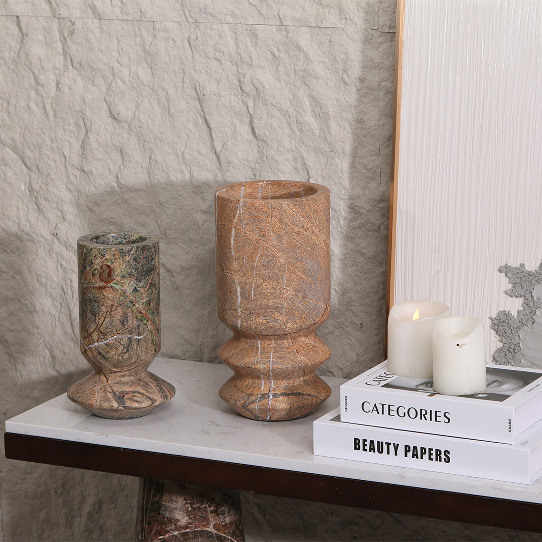 Stone Vase-L KB3017AL -  Vases - ebarza Furniture UAE | Shop Modern Furniture in Abu Dhabi & Dubai - مفروشات ايبازرا في الامارات | تسوق اثاث عصري وديكورات مميزة في دبي وابوظبي