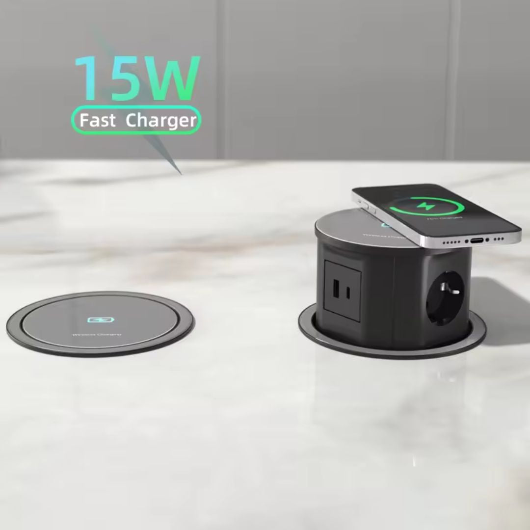 Tempered Glass Pop Up Socket JXB-015B -  Power Track System | مقبس منبثق من الزجاج المقسى - ebarza Furniture UAE | Shop Modern Furniture in Abu Dhabi & Dubai - مفروشات ايبازرا في الامارات | تسوق اثاث عصري وديكورات مميزة في دبي وابوظبي