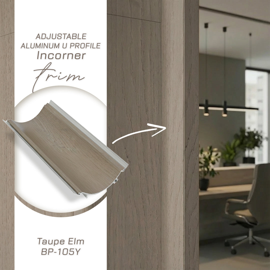 320H-ALUMINUM PROFILE- DESIGN SHAPE: Incorner Trim COLOUR:  Taupe Elm BP-105Y