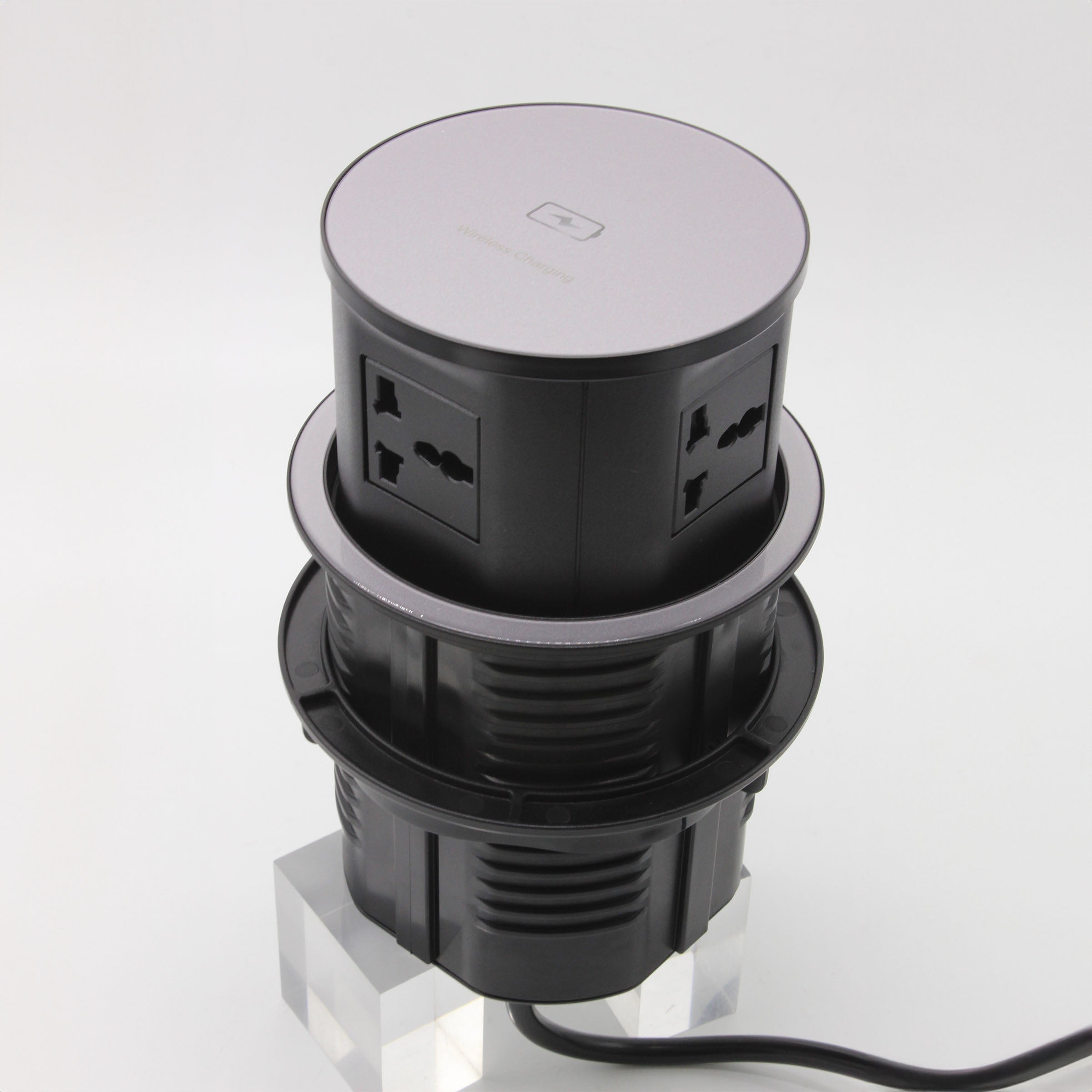 Tempered Glass Pop Up Socket JXB-015A -  Power Track System | مقبس منبثق من الزجاج المقسى - ebarza Furniture UAE | Shop Modern Furniture in Abu Dhabi & Dubai - مفروشات ايبازرا في الامارات | تسوق اثاث عصري وديكورات مميزة في دبي وابوظبي