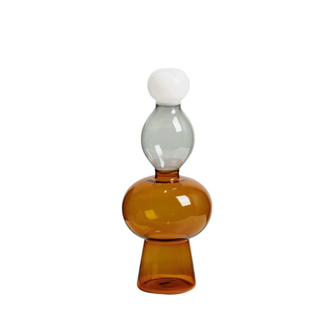 Three-color Glass Vase With Brown Bottom FB-E23014 -  Vases - ebarza Furniture UAE | Shop Modern Furniture in Abu Dhabi & Dubai - مفروشات ايبازرا في الامارات | تسوق اثاث عصري وديكورات مميزة في دبي وابوظبي