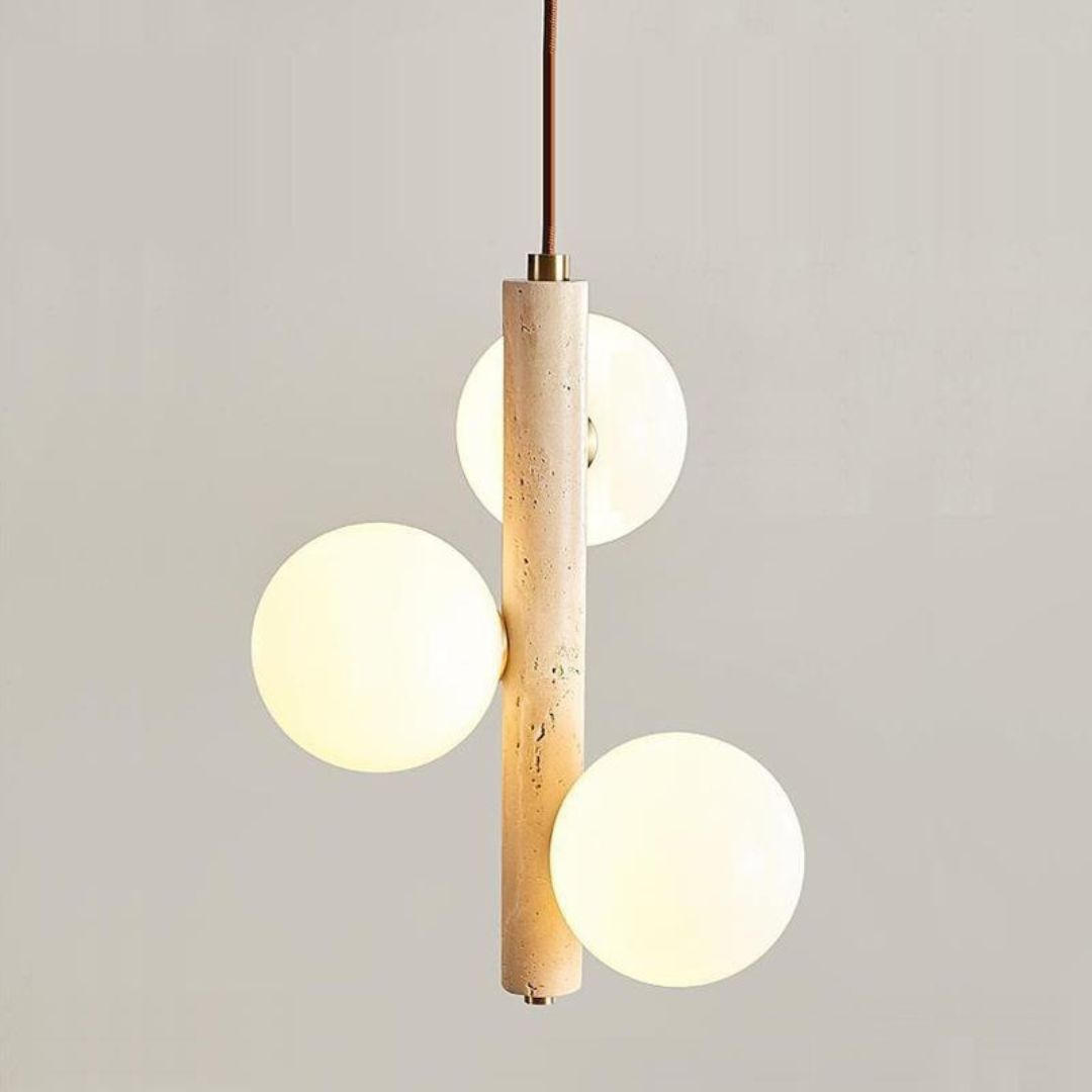 Travertine Marble   Marble Pendant Lamp 7702-2-GB -  Pendant Lamps - ebarza Furniture UAE | Shop Modern Furniture in Abu Dhabi & Dubai - مفروشات ايبازرا في الامارات | تسوق اثاث عصري وديكورات مميزة في دبي وابوظبي