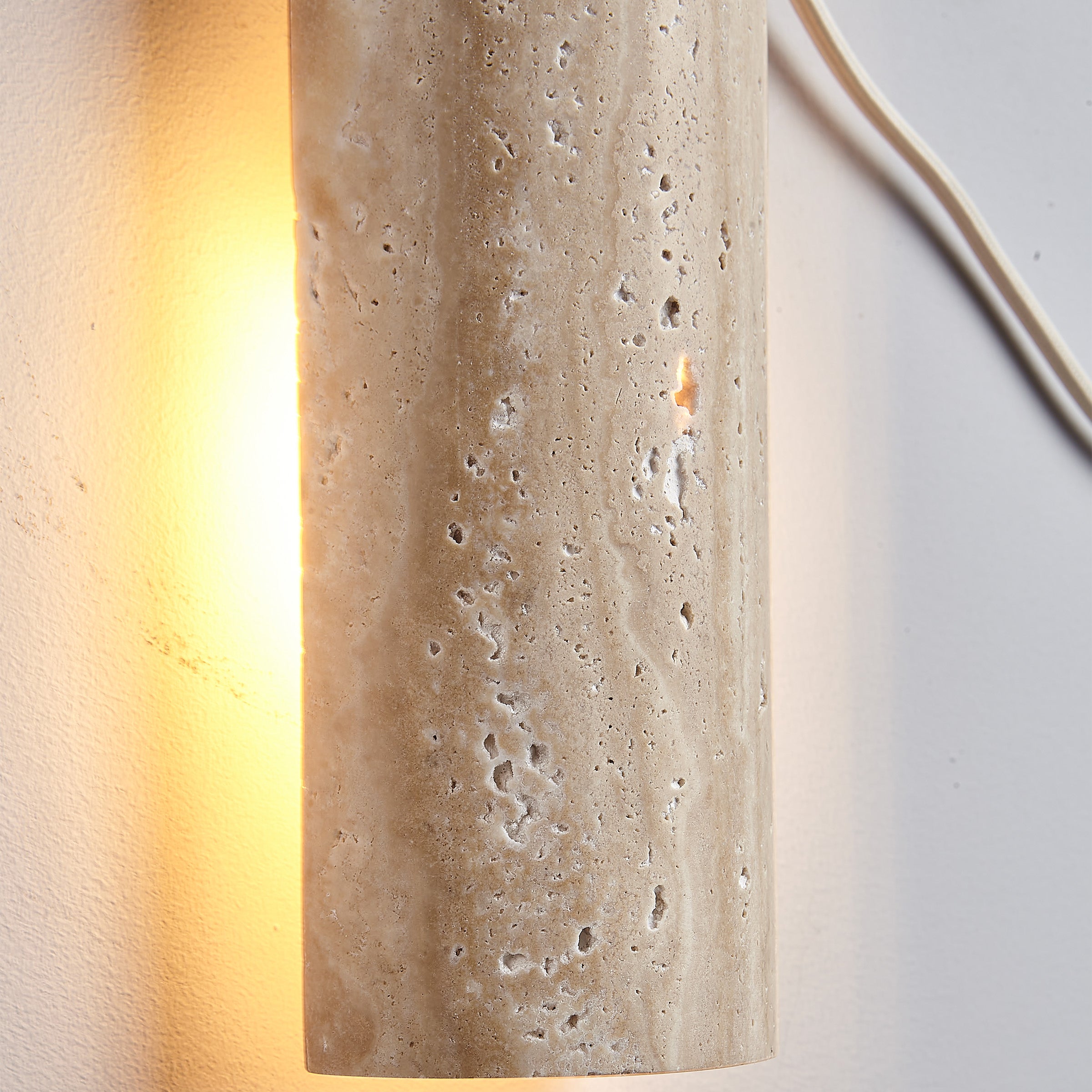 beige natural Travertine marble   Wall lamp 60007-1W -  Wall Lamps | مصباح حائط من الحجر الجيري البيج - ebarza Furniture UAE | Shop Modern Furniture in Abu Dhabi & Dubai - مفروشات ايبازرا في الامارات | تسوق اثاث عصري وديكورات مميزة في دبي وابوظبي