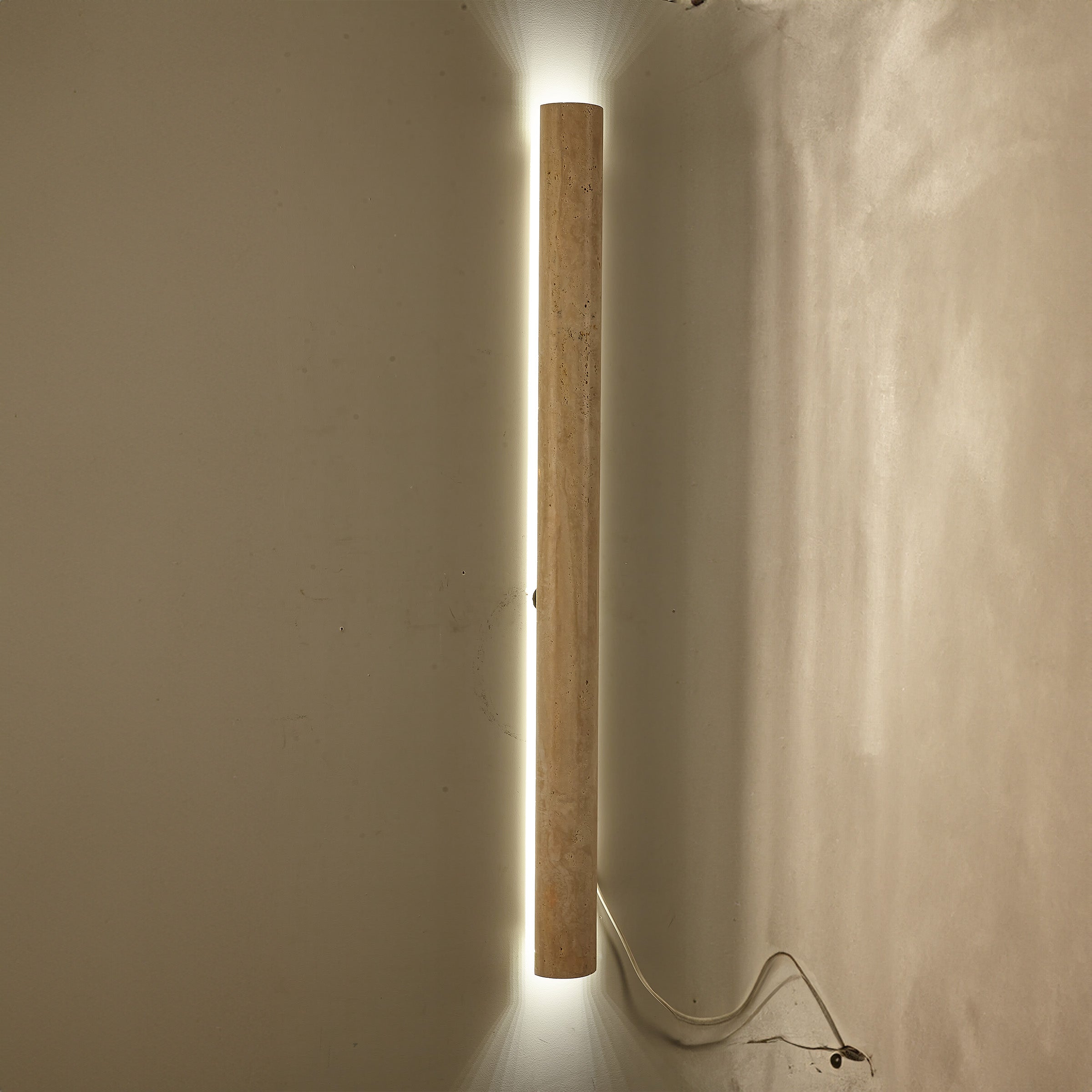 Beige natural Travertine marble  Wall lamp 60008-4W -  Wall Lamps | مصباح حائط من الحجر الجيري البيج - ebarza Furniture UAE | Shop Modern Furniture in Abu Dhabi & Dubai - مفروشات ايبازرا في الامارات | تسوق اثاث عصري وديكورات مميزة في دبي وابوظبي