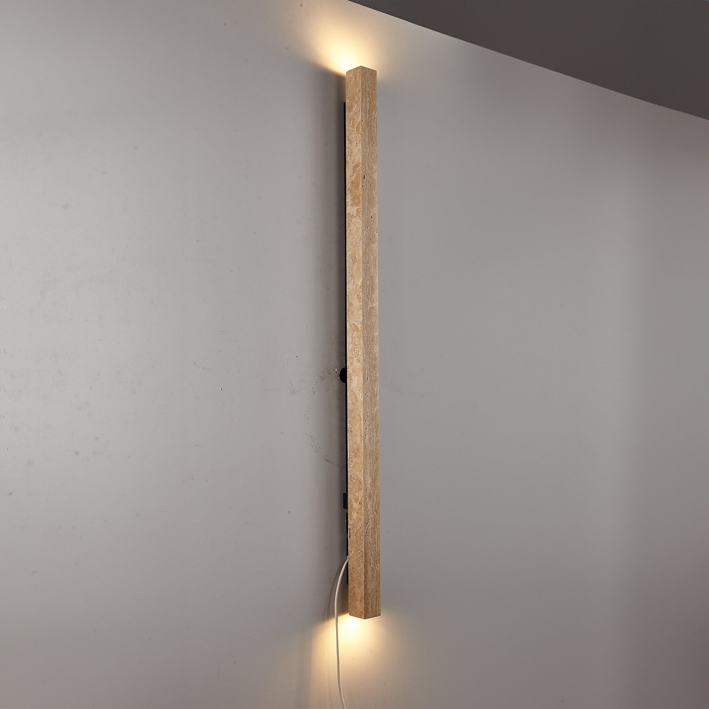 Beige Natural Travertine Marble  Wall Lamp 60020-3W -  Wall Lamps | مصباح حائط من الحجر الجيري البيج - ebarza Furniture UAE | Shop Modern Furniture in Abu Dhabi & Dubai - مفروشات ايبازرا في الامارات | تسوق اثاث عصري وديكورات مميزة في دبي وابوظبي