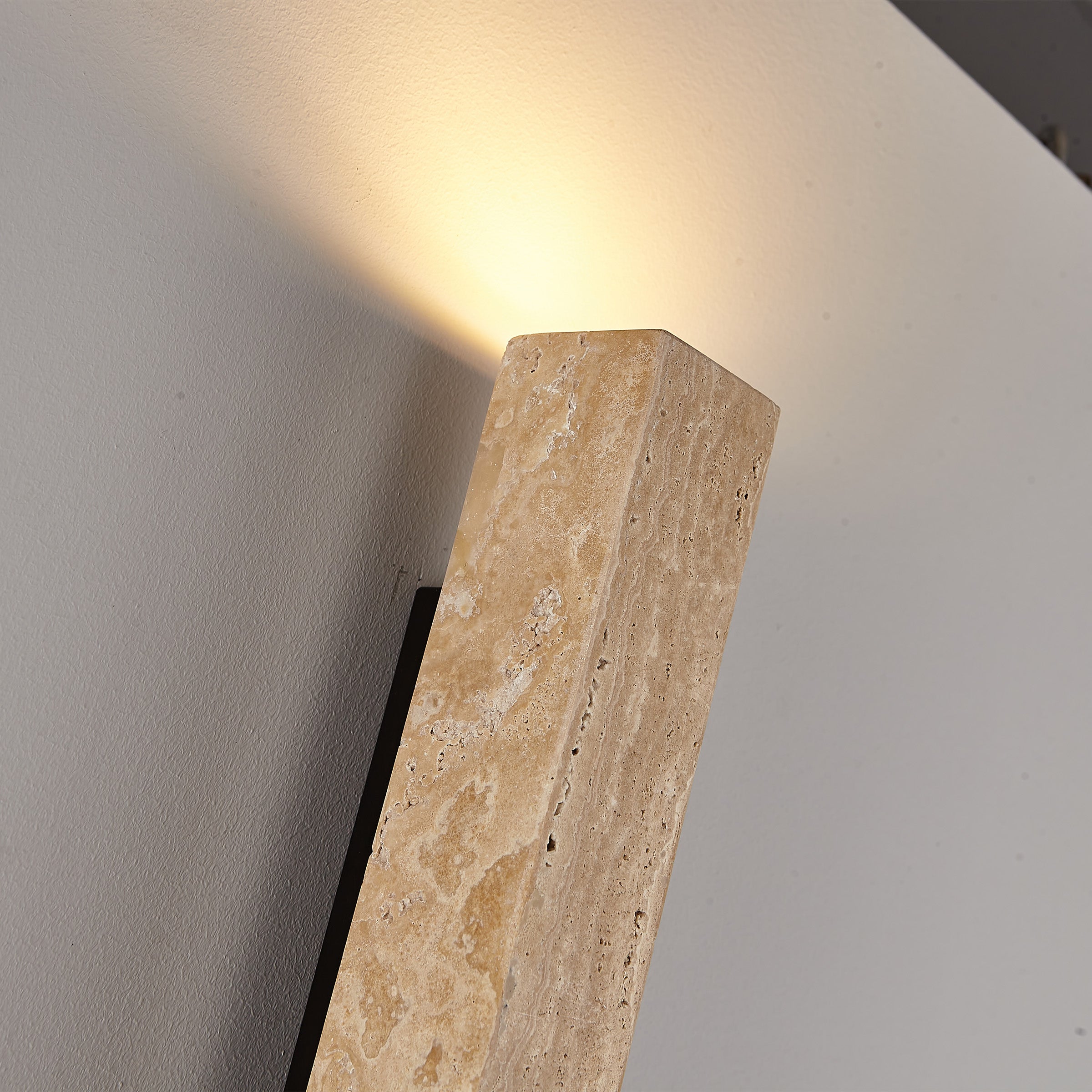 Beige natural Travertine marble  Wall lamp 60020-3W -  Wall Lamps | مصباح حائط من الحجر الجيري البيج - ebarza Furniture UAE | Shop Modern Furniture in Abu Dhabi & Dubai - مفروشات ايبازرا في الامارات | تسوق اثاث عصري وديكورات مميزة في دبي وابوظبي