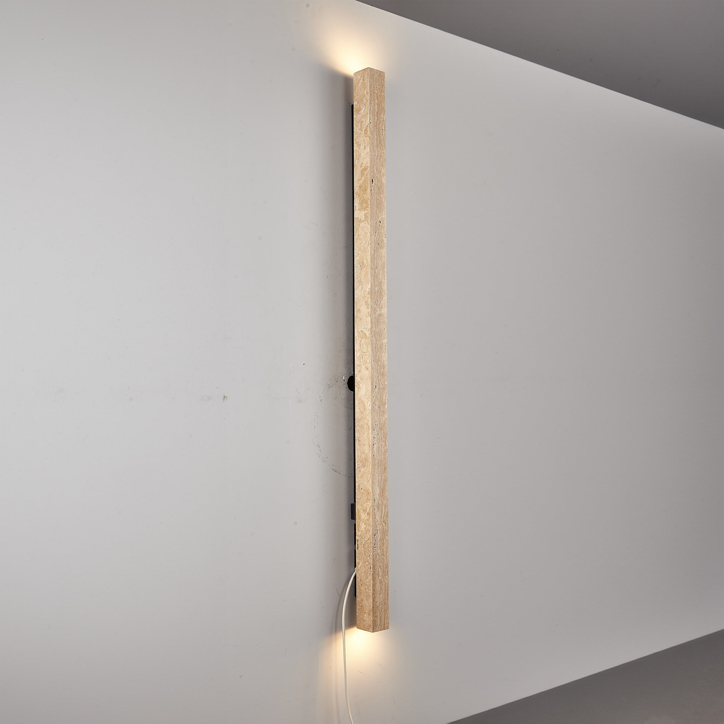 Beige Natural Travertine Marble  Wall Lamp 60020-3W -  Wall Lamps | مصباح حائط من الحجر الجيري البيج - ebarza Furniture UAE | Shop Modern Furniture in Abu Dhabi & Dubai - مفروشات ايبازرا في الامارات | تسوق اثاث عصري وديكورات مميزة في دبي وابوظبي