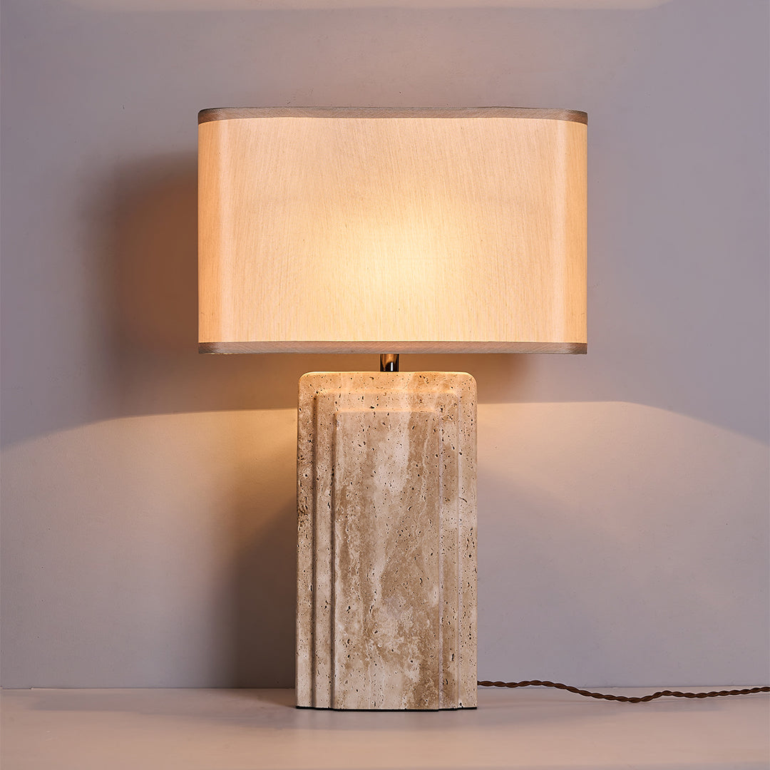 Travertine White Shade Table Lamp JA050 -  Desk\table Lamps - ebarza Furniture UAE | Shop Modern Furniture in Abu Dhabi & Dubai - مفروشات ايبازرا في الامارات | تسوق اثاث عصري وديكورات مميزة في دبي وابوظبي