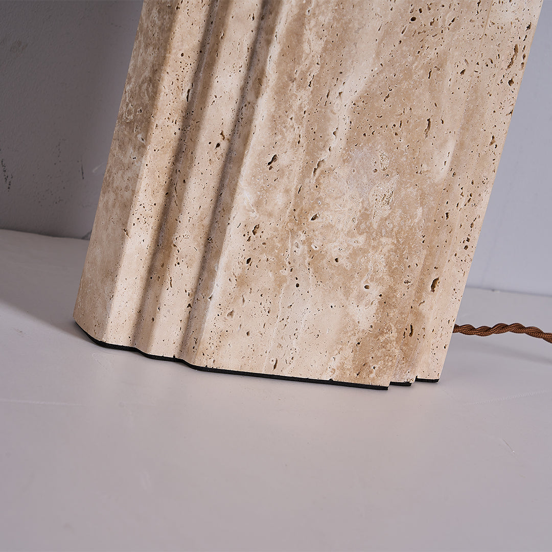 Travertine White Shade Table Lamp JA050 -  Desk\table Lamps - ebarza Furniture UAE | Shop Modern Furniture in Abu Dhabi & Dubai - مفروشات ايبازرا في الامارات | تسوق اثاث عصري وديكورات مميزة في دبي وابوظبي