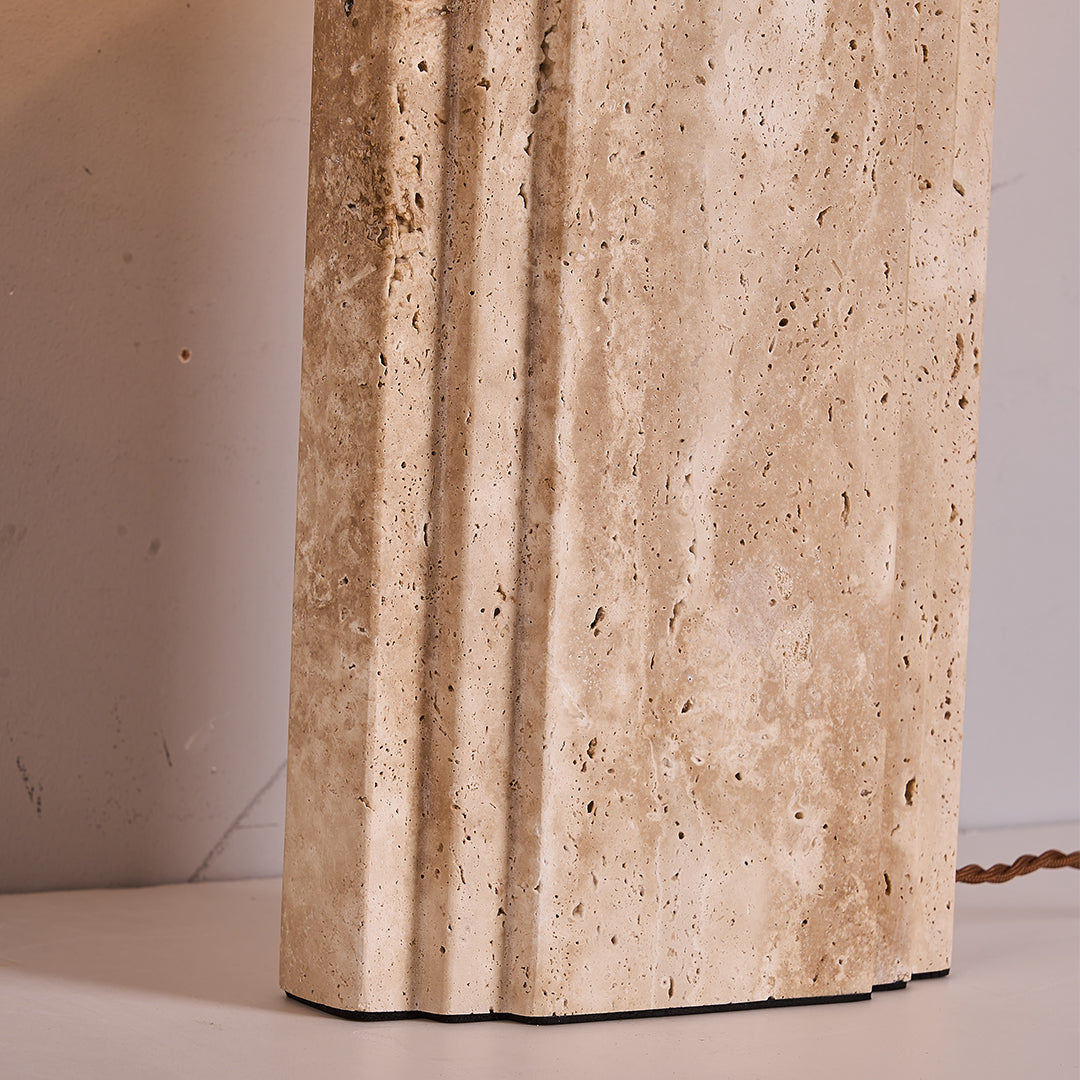 Travertine White Shade Table Lamp JA050 -  Desk\table Lamps - ebarza Furniture UAE | Shop Modern Furniture in Abu Dhabi & Dubai - مفروشات ايبازرا في الامارات | تسوق اثاث عصري وديكورات مميزة في دبي وابوظبي