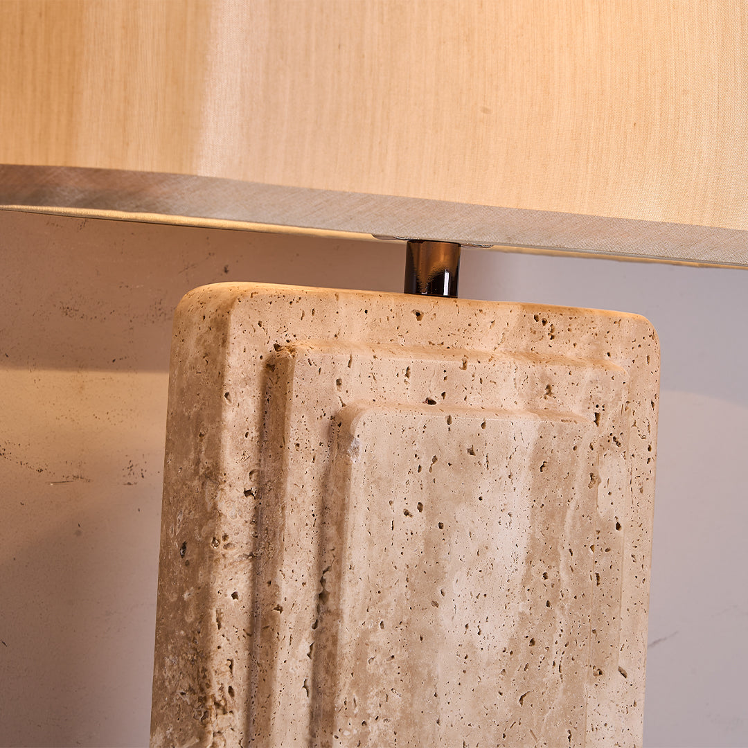 Travertine White Shade Table Lamp JA050 -  Desk\table Lamps - ebarza Furniture UAE | Shop Modern Furniture in Abu Dhabi & Dubai - مفروشات ايبازرا في الامارات | تسوق اثاث عصري وديكورات مميزة في دبي وابوظبي