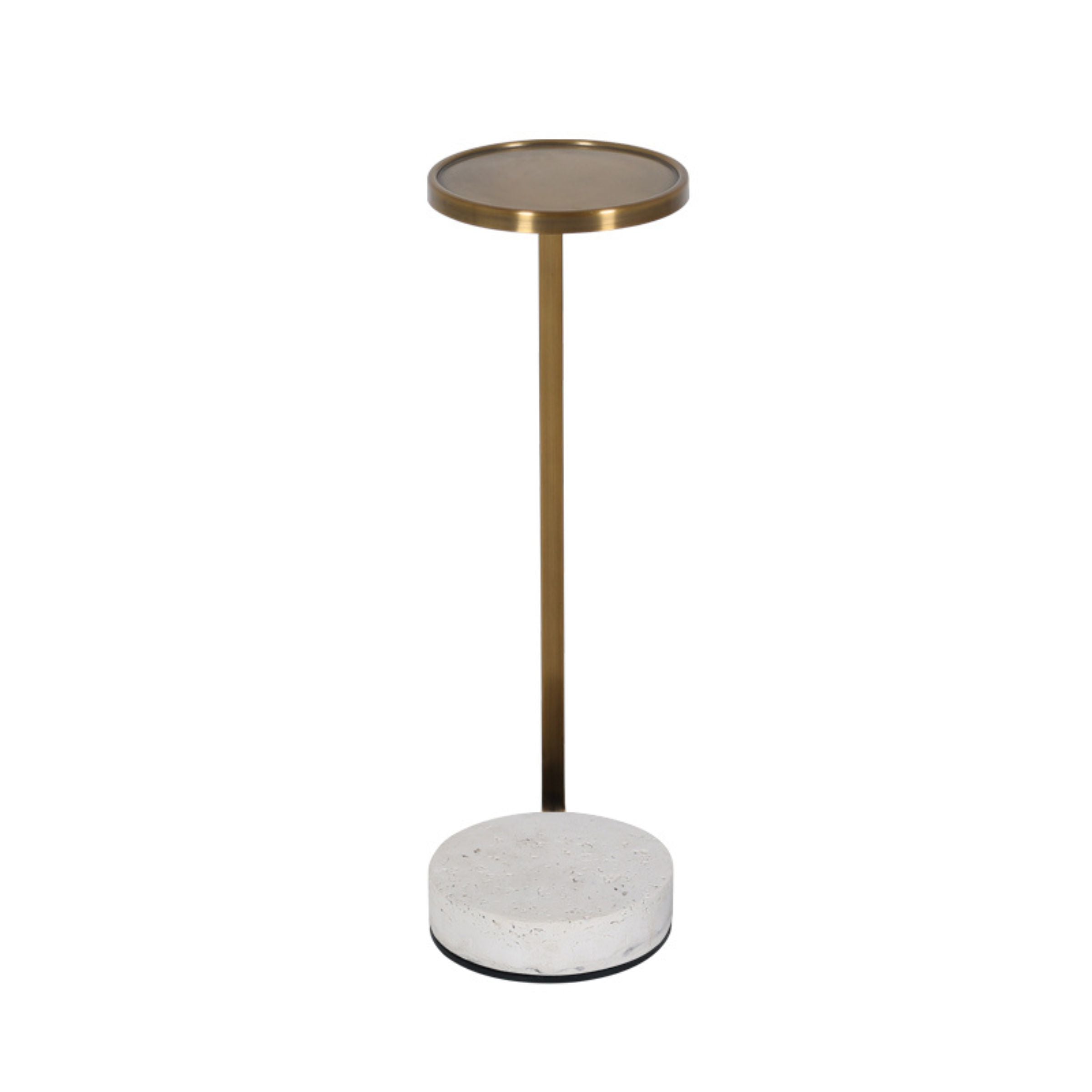 Travertine and Gold metal in Copper Side Table 4916-TRA -  Side Tables | الترافرتين والمعدن الذهبي في طاولة جانبية من النحاس - ebarza Furniture UAE | Shop Modern Furniture in Abu Dhabi & Dubai - مفروشات ايبازرا في الامارات | تسوق اثاث عصري وديكورات مميزة في دبي وابوظبي