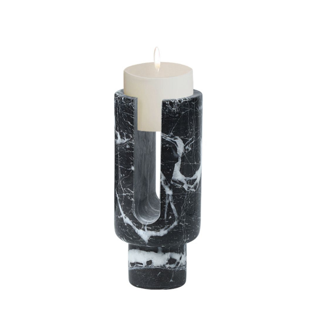 Pre-order 45 Days Delivery U-Shaped Stone Candlestick Black Marble FB-T25080 -  Candle Holders - ebarza Furniture UAE | Shop Modern Furniture in Abu Dhabi & Dubai - مفروشات ايبازرا في الامارات | تسوق اثاث عصري وديكورات مميزة في دبي وابوظبي