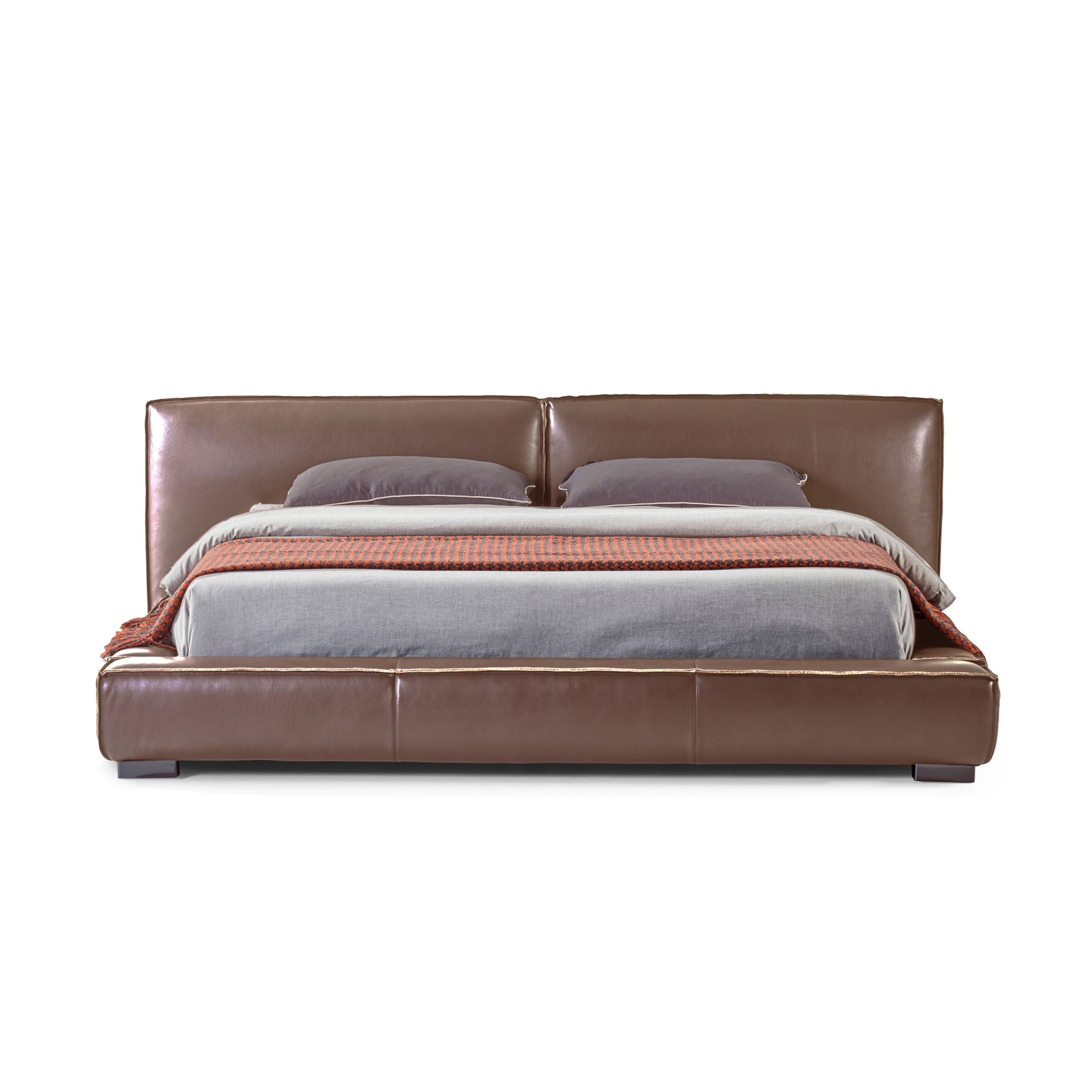 New Melano Bed Wooden Frame Full Leather B023 -  Bedsteads | سرير ميلانو بإطار خشبي وجلد كامل - ebarza Furniture UAE | Shop Modern Furniture in Abu Dhabi & Dubai - مفروشات ايبازرا في الامارات | تسوق اثاث عصري وديكورات مميزة في دبي وابوظبي