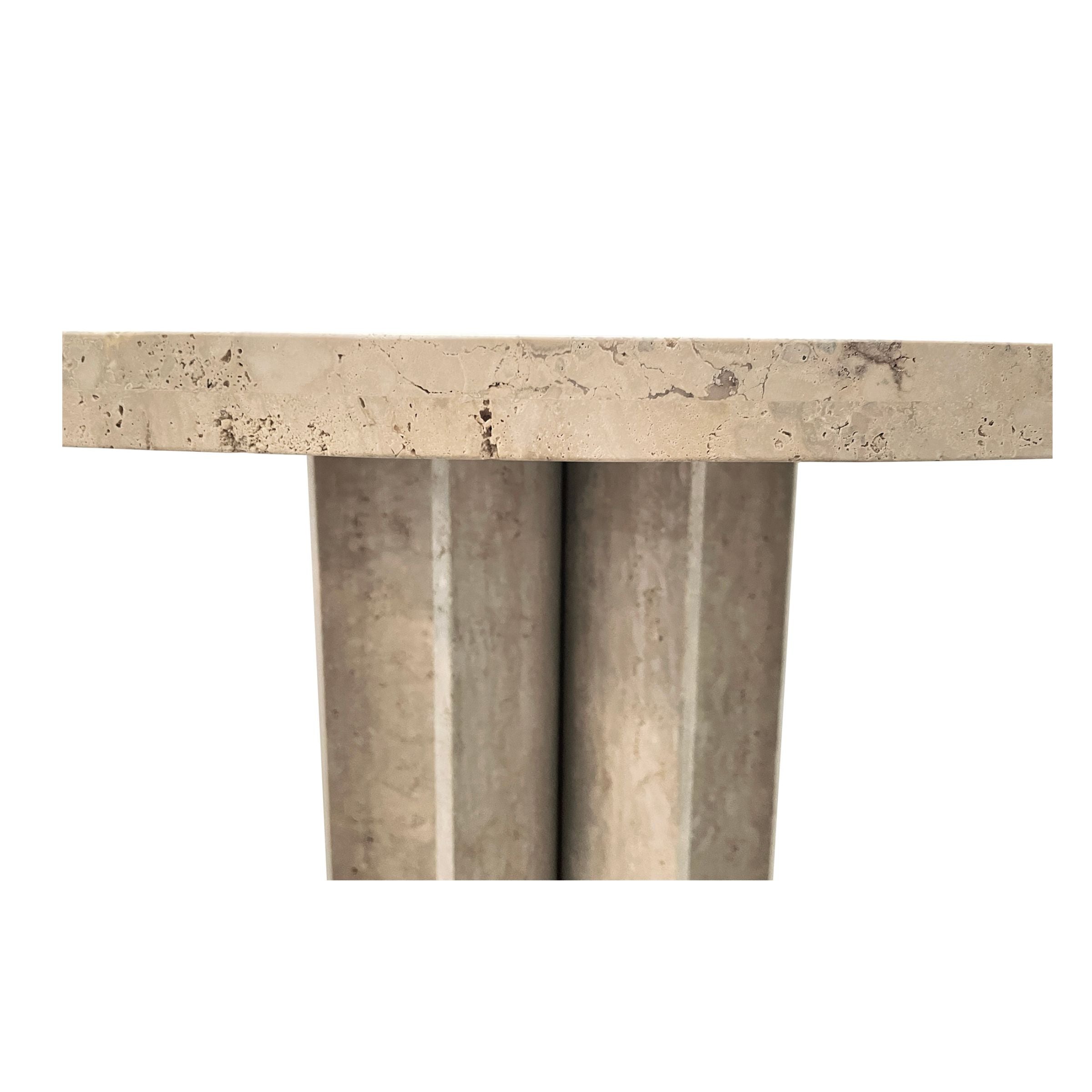 Natural Stone Silver Travertine Dining table 493DTS -  Dining Tables | طاولة طعام من الحجر الجيري الفضي الطبيعي - ebarza Furniture UAE | Shop Modern Furniture in Abu Dhabi & Dubai - مفروشات ايبازرا في الامارات | تسوق اثاث عصري وديكورات مميزة في دبي وابوظبي