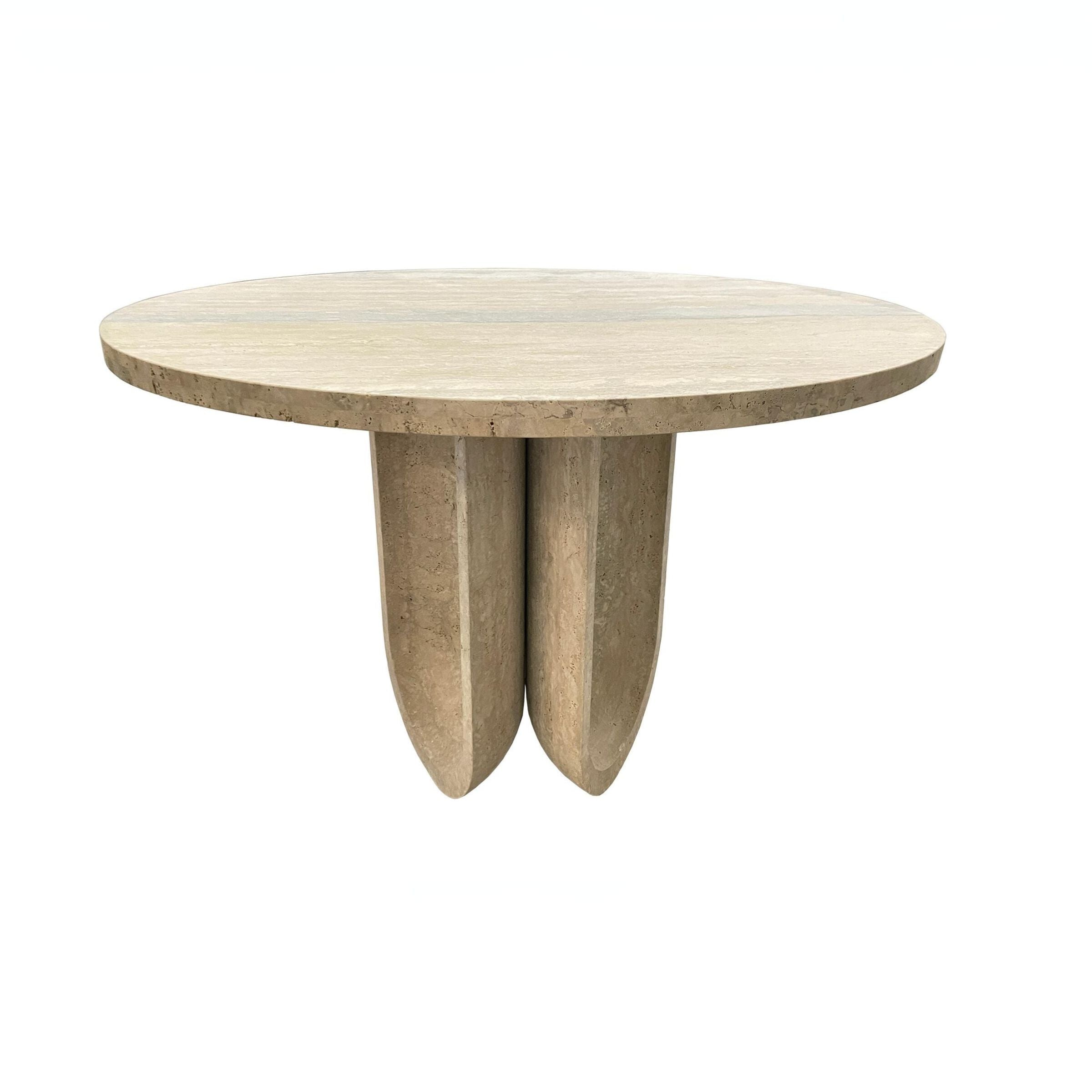 Natural Stone Silver Travertine Dining table 493DTS -  Dining Tables | طاولة طعام من الحجر الجيري الفضي الطبيعي - ebarza Furniture UAE | Shop Modern Furniture in Abu Dhabi & Dubai - مفروشات ايبازرا في الامارات | تسوق اثاث عصري وديكورات مميزة في دبي وابوظبي