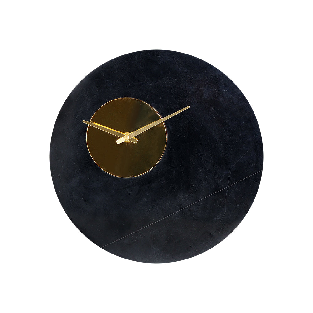 Pre-order 15 Days Delivery - Black And White Marble 12-Inch Gold Plate Wall Clock WCE890 -  Clocks | اطلب مسبقًا التسليم خلال 45 يومًا - ساعة حائط من الرخام باللونين الأبيض والأسود مقاس 12 بوصة - ebarza Furniture UAE | Shop Modern Furniture in Abu Dhabi & Dubai - مفروشات ايبازرا في الامارات | تسوق اثاث عصري وديكورات مميزة في دبي وابوظبي