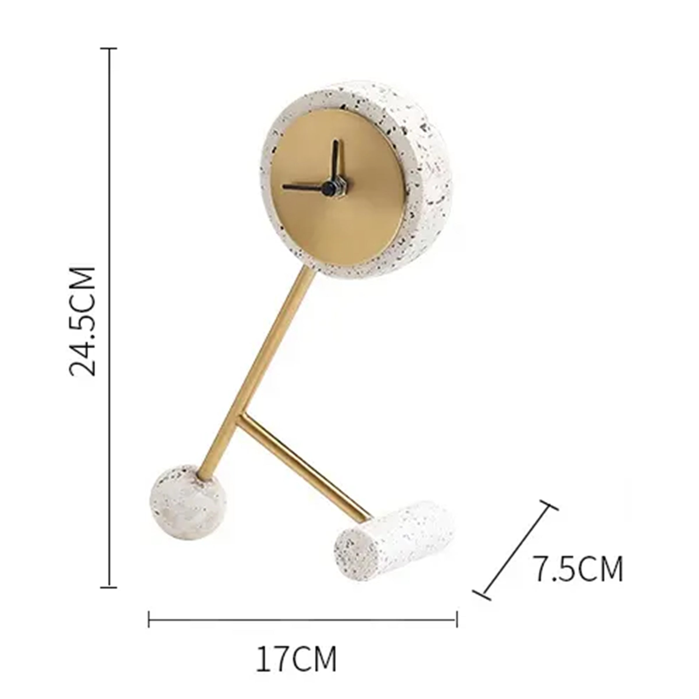 White Resin Clock With Gold Face FB-W22015A -  Clocks | ساعة من الراتنج الأبيض مع وجه ذهبي - ebarza Furniture UAE | Shop Modern Furniture in Abu Dhabi & Dubai - مفروشات ايبازرا في الامارات | تسوق اثاث عصري وديكورات مميزة في دبي وابوظبي