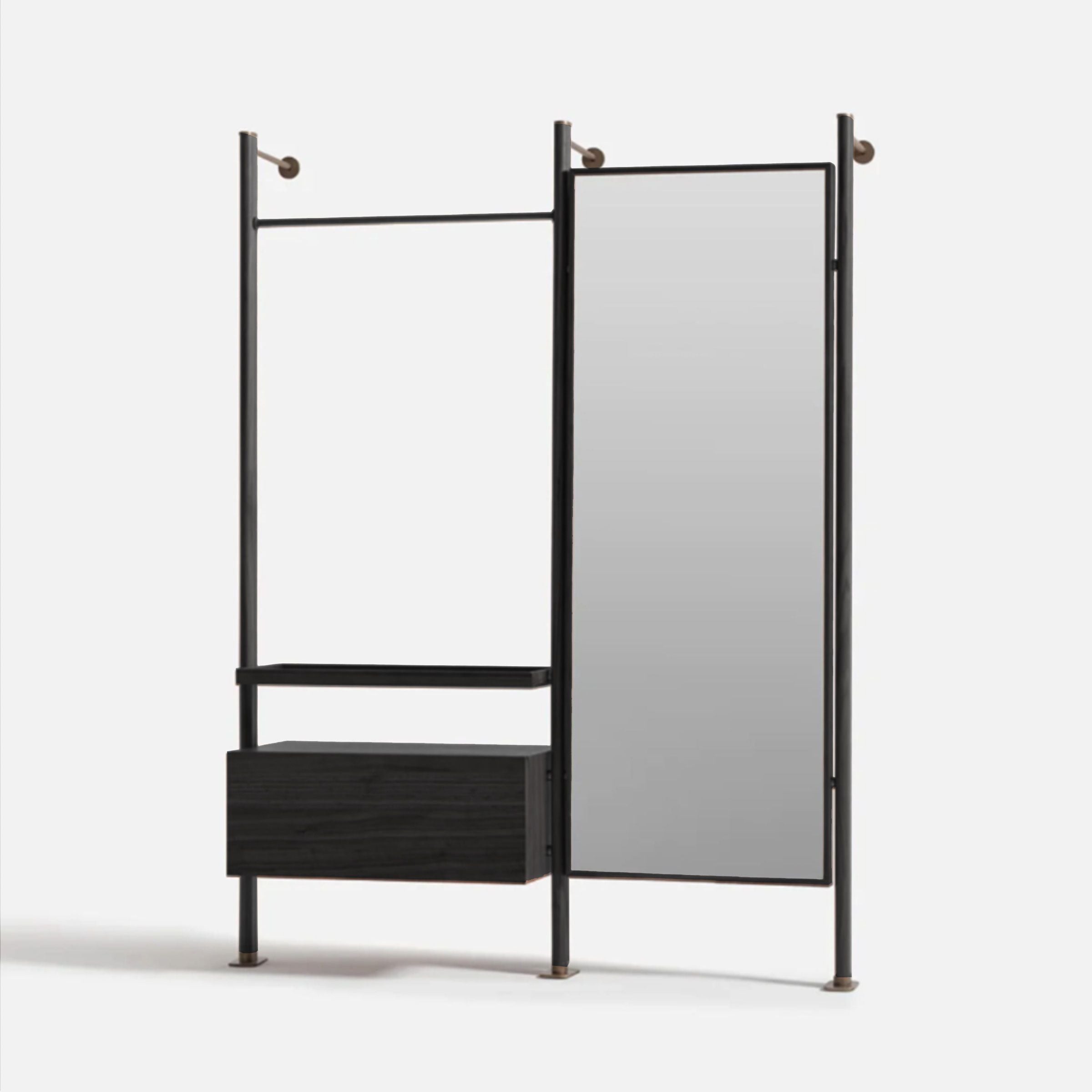 Wagon Black STAND MIRROR MODULE-Black -  Mirrors | وحدة مرآة حامل باللون الأسود - ebarza Furniture UAE | Shop Modern Furniture in Abu Dhabi & Dubai - مفروشات ايبازرا في الامارات | تسوق اثاث عصري وديكورات مميزة في دبي وابوظبي