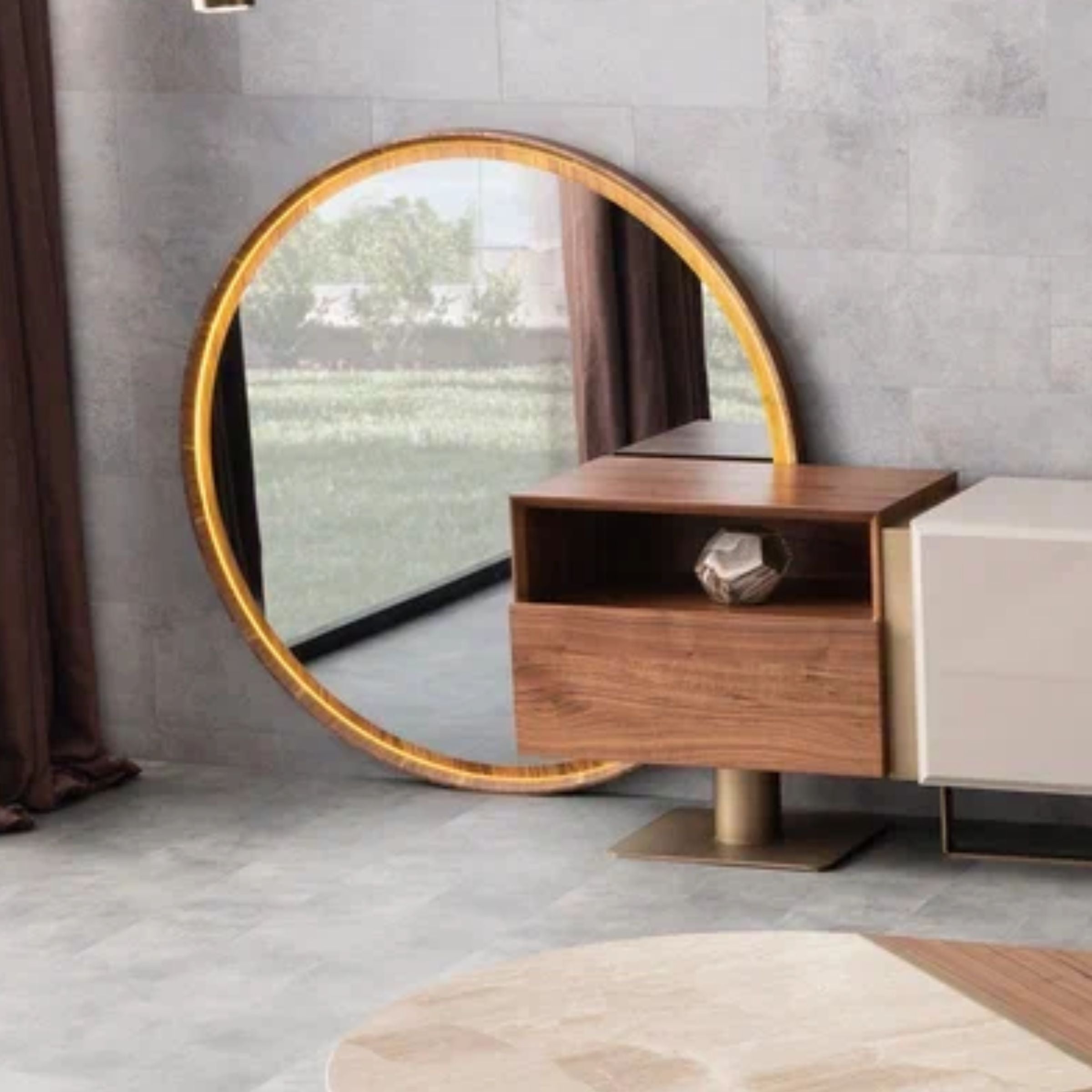 Wagon Walnut CONSOLE MIRROR WN-Mirror-Walnut -  Mirrors | مرآة الكونسول من خشب الجوز - ebarza Furniture UAE | Shop Modern Furniture in Abu Dhabi & Dubai - مفروشات ايبازرا في الامارات | تسوق اثاث عصري وديكورات مميزة في دبي وابوظبي