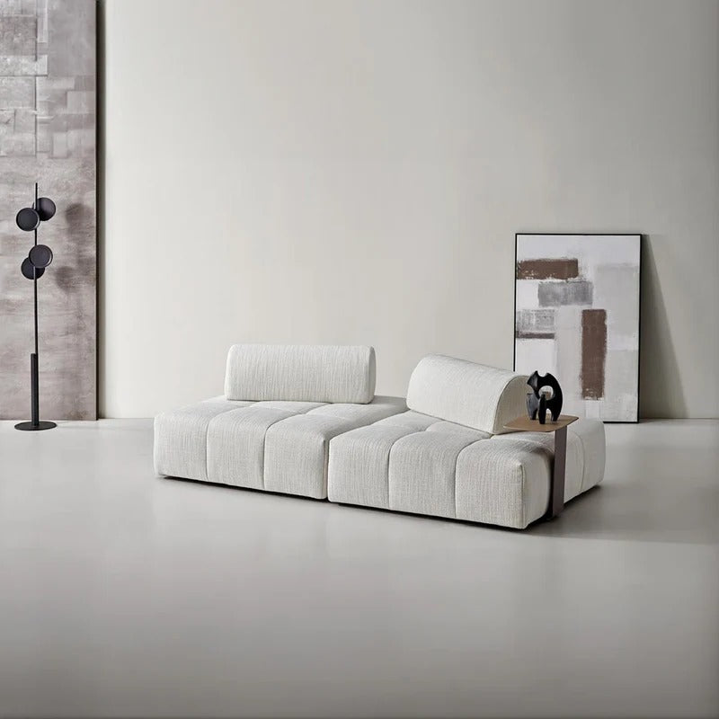 2 Seater Puzzle Sofa + Leather Side Table -  Sofas | ebarza - ebarza Furniture UAE | Shop Modern Furniture in Abu Dhabi & Dubai - مفروشات ايبازرا في الامارات | تسوق اثاث عصري وديكورات مميزة في دبي وابوظبي