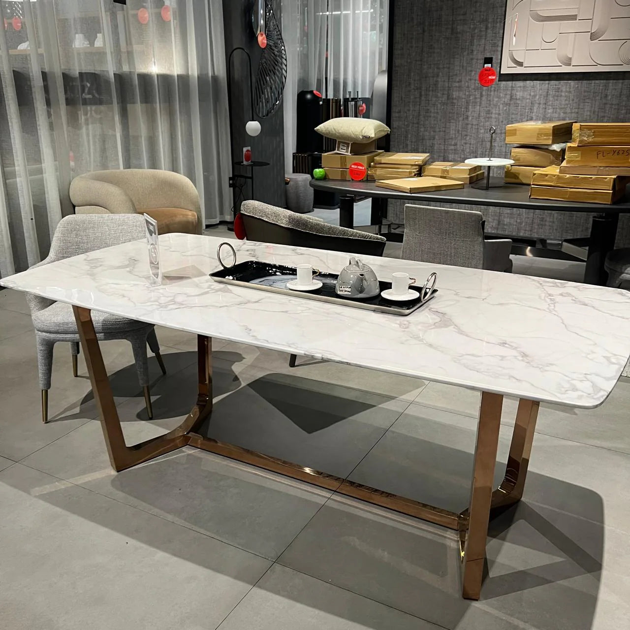 Display Item - Venice Faux Marble Dining Table Tg-282-Rg-NAKHEEL -  DISPLAY ITEM - ebarza Furniture UAE | Shop Modern Furniture in Abu Dhabi & Dubai - مفروشات ايبازرا في الامارات | تسوق اثاث عصري وديكورات مميزة في دبي وابوظبي