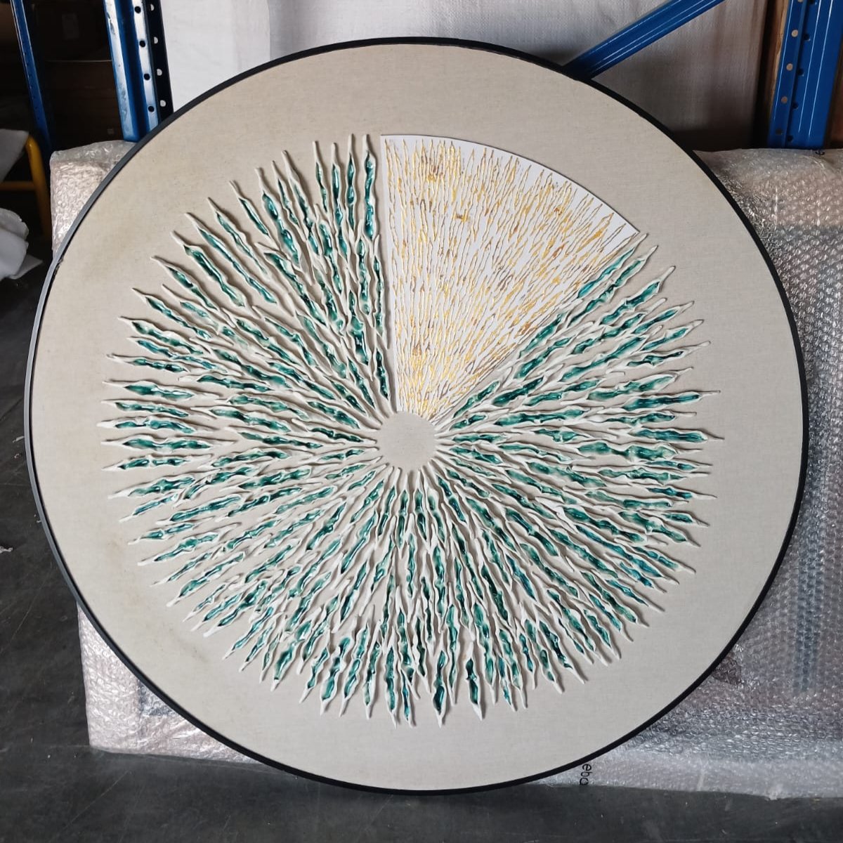 AS IS - Handmade Ceramic and Gold Foil Painting 120 cm Diameter PCA-003 -  DISPLAY ITEM - ebarza Furniture UAE | Shop Modern Furniture in Abu Dhabi & Dubai - مفروشات ايبازرا في الامارات | تسوق اثاث عصري وديكورات مميزة في دبي وابوظبي