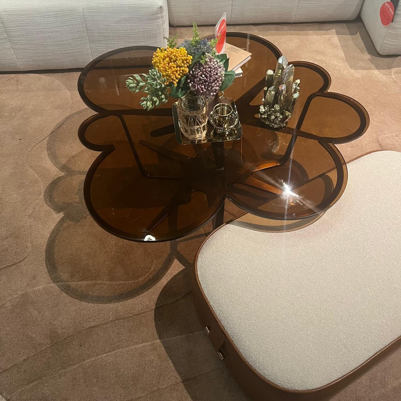 Display Item - Glowing Blossom Glass Top Coffee table  ST759-Nakheel -  DISPLAY ITEM - ebarza Furniture UAE | Shop Modern Furniture in Abu Dhabi & Dubai - مفروشات ايبازرا في الامارات | تسوق اثاث عصري وديكورات مميزة في دبي وابوظبي