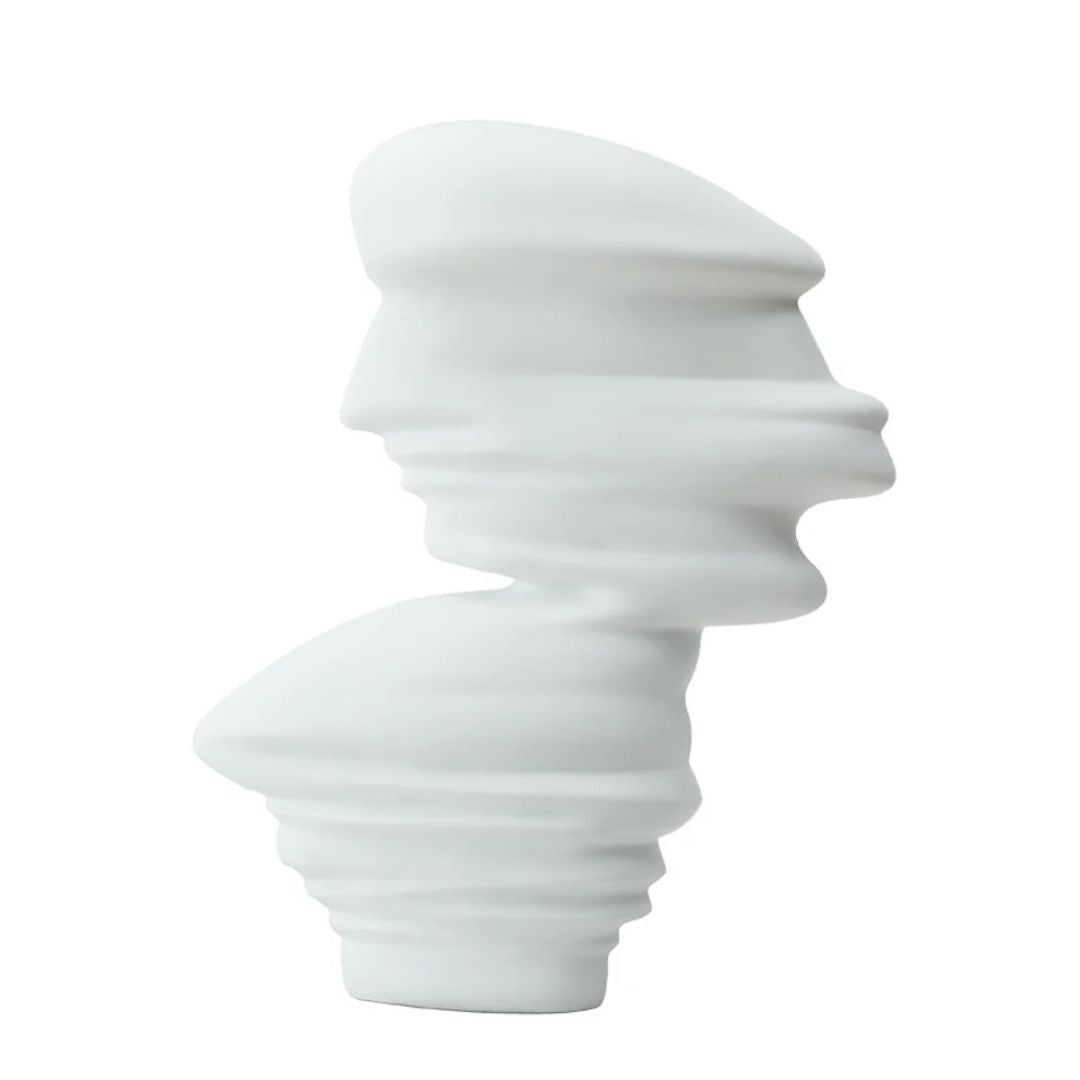 White Resin Abstract Figurative Sculpture Stone Apperance-A FC-SZ24020A -  Home Decor Figurines - ebarza Furniture UAE | Shop Modern Furniture in Abu Dhabi & Dubai - مفروشات ايبازرا في الامارات | تسوق اثاث عصري وديكورات مميزة في دبي وابوظبي