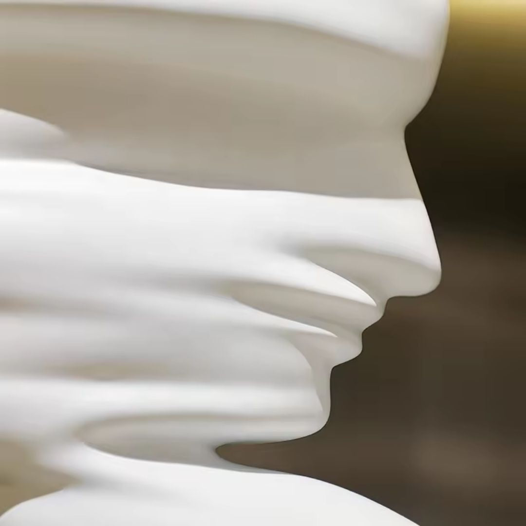 White Resin Abstract Figurative Sculpture Stone Apperance-A FC-SZ24020A -  Home Decor Figurines - ebarza Furniture UAE | Shop Modern Furniture in Abu Dhabi & Dubai - مفروشات ايبازرا في الامارات | تسوق اثاث عصري وديكورات مميزة في دبي وابوظبي