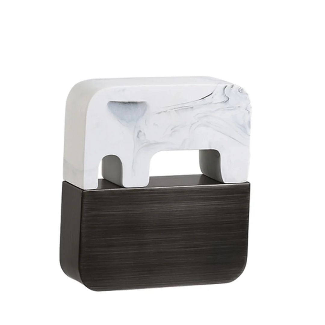 White Resin Elephant With Black Metal Base-C FB-W23006C -  Home Decor Figurines - ebarza Furniture UAE | Shop Modern Furniture in Abu Dhabi & Dubai - مفروشات ايبازرا في الامارات | تسوق اثاث عصري وديكورات مميزة في دبي وابوظبي