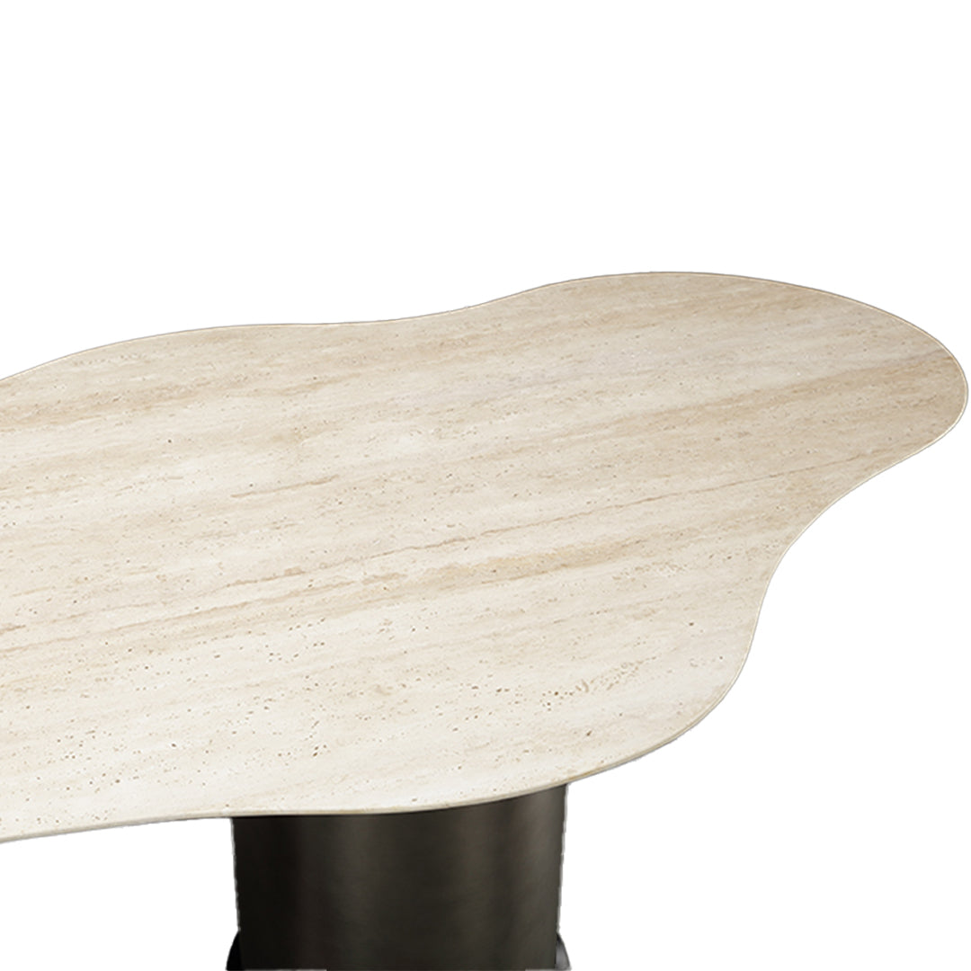 White Travertine Dining table T534 -  Dining Tables - ebarza Furniture UAE | Shop Modern Furniture in Abu Dhabi & Dubai - مفروشات ايبازرا في الامارات | تسوق اثاث عصري وديكورات مميزة في دبي وابوظبي