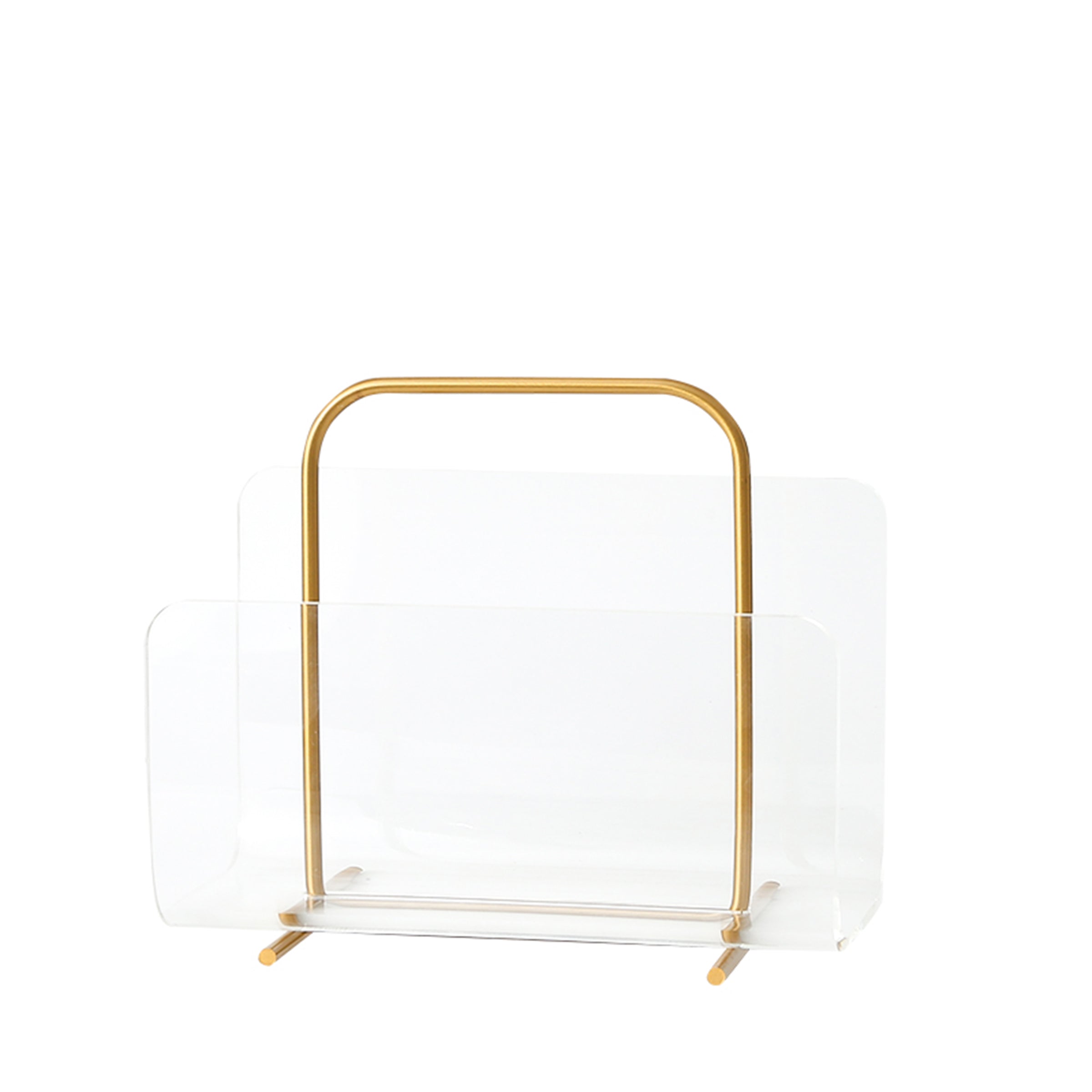 Acrylic & Metal Magazine Holder - Gold Fd-Yl21017A -  Home Decor Figurines | حاملة مجلات اكريليك ومعدن - ذهبى - ebarza Furniture UAE | Shop Modern Furniture in Abu Dhabi & Dubai - مفروشات ايبازرا في الامارات | تسوق اثاث عصري وديكورات مميزة في دبي وابوظبي