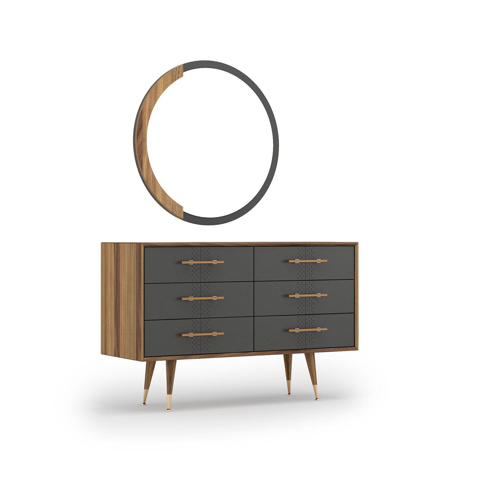 Alvin Dresser And Mirror Alvine001-Dresser -  Dressers and Mirrors - ebarza Furniture UAE | Shop Modern Furniture in Abu Dhabi & Dubai - مفروشات ايبازرا في الامارات | تسوق اثاث عصري وديكورات مميزة في دبي وابوظبي