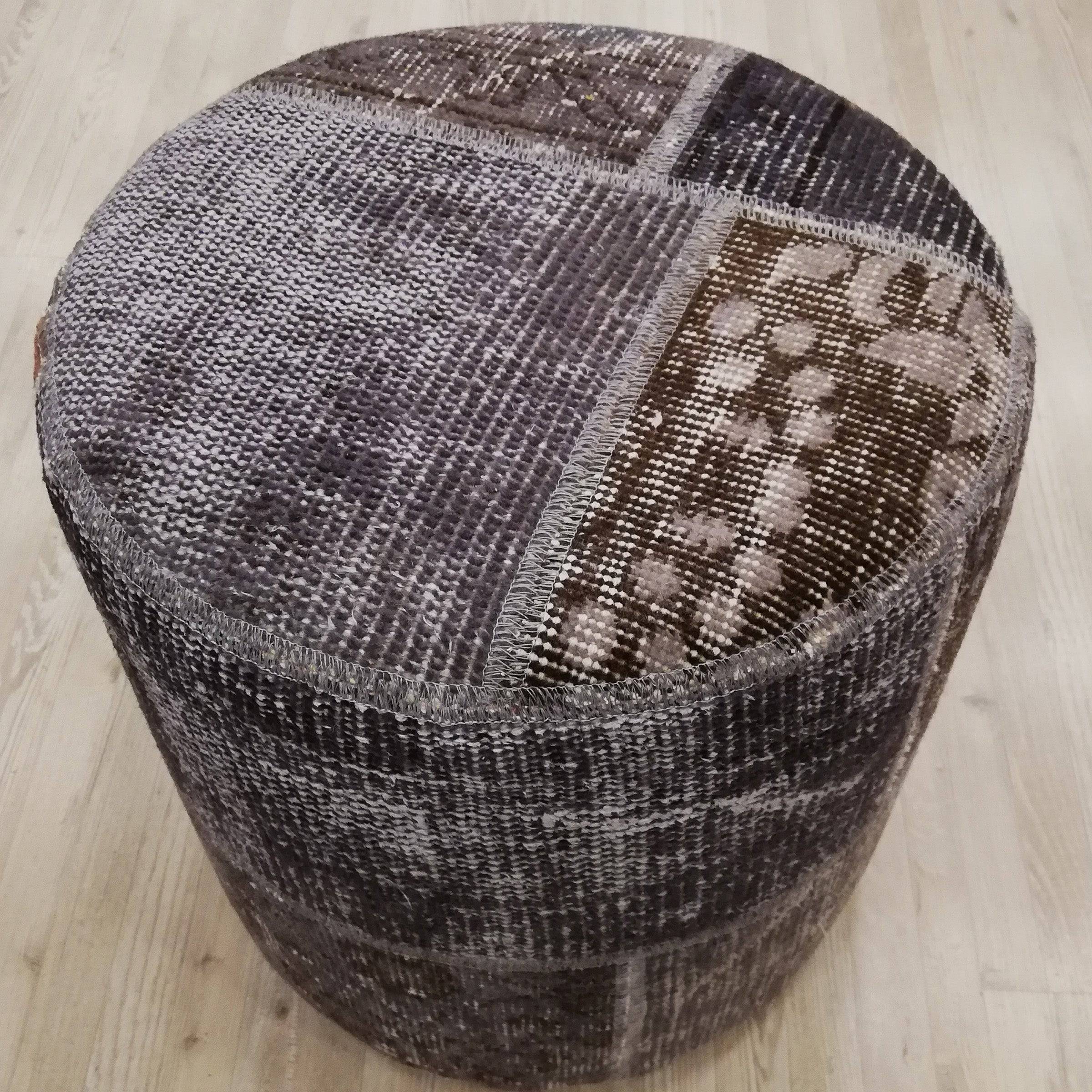 Anatolian Patchwork Style Pouf Pof-Grey116 -  Poufs | البوف الأناضول بالنمط المرقع - ebarza Furniture UAE | Shop Modern Furniture in Abu Dhabi & Dubai - مفروشات ايبازرا في الامارات | تسوق اثاث عصري وديكورات مميزة في دبي وابوظبي