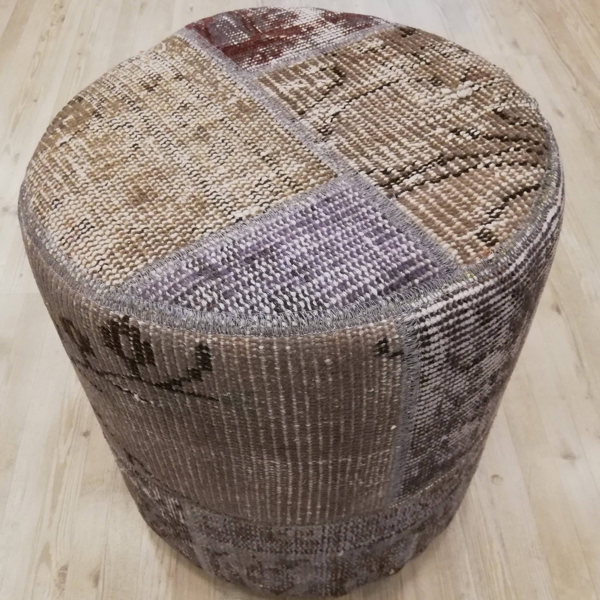 Anatolian Patchwork Style Pouf Pof-Grey116 -  Poufs | البوف الأناضول بالنمط المرقع - ebarza Furniture UAE | Shop Modern Furniture in Abu Dhabi & Dubai - مفروشات ايبازرا في الامارات | تسوق اثاث عصري وديكورات مميزة في دبي وابوظبي