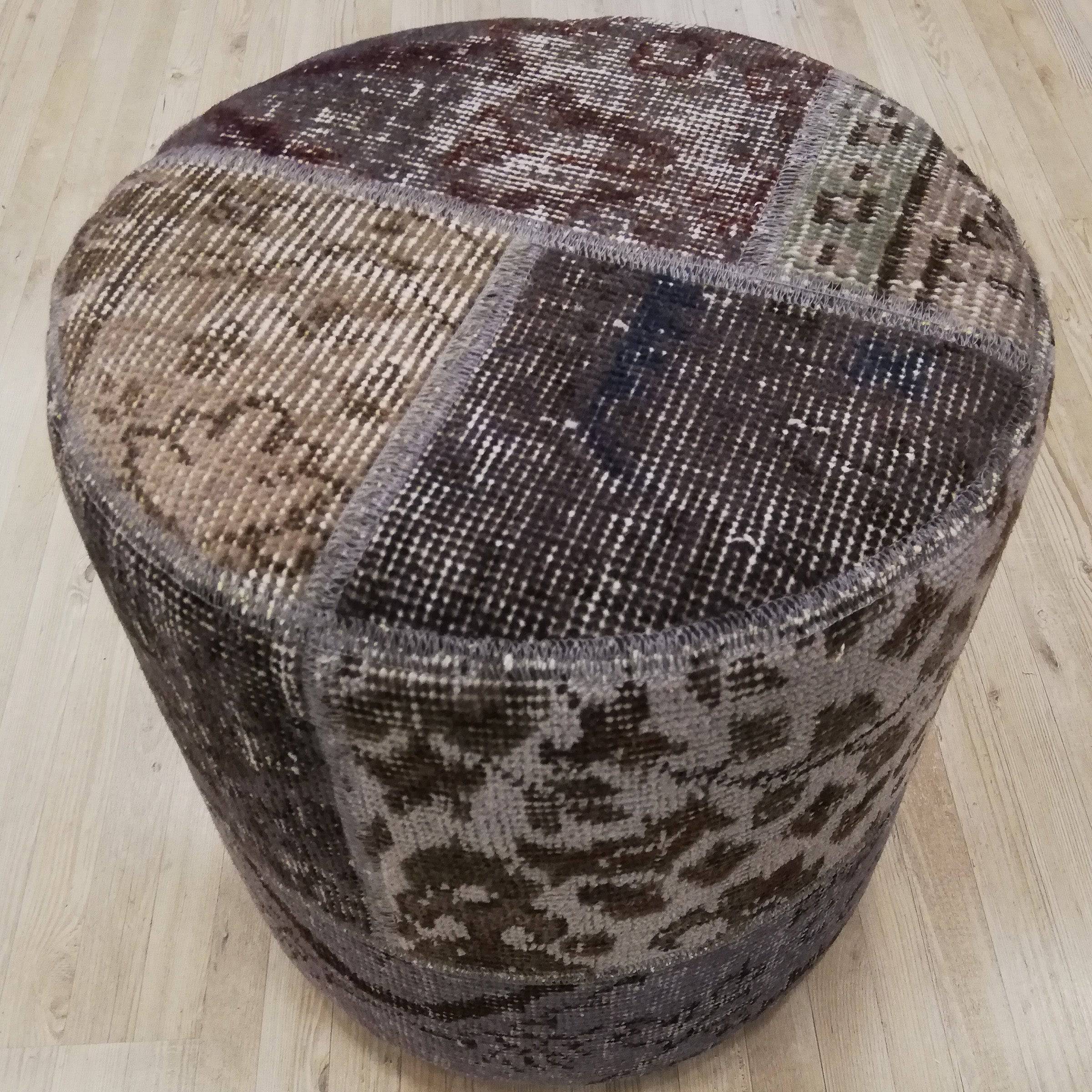 Anatolian Patchwork Style Pouf Pof-Grey116 -  Poufs | البوف الأناضول بالنمط المرقع - ebarza Furniture UAE | Shop Modern Furniture in Abu Dhabi & Dubai - مفروشات ايبازرا في الامارات | تسوق اثاث عصري وديكورات مميزة في دبي وابوظبي